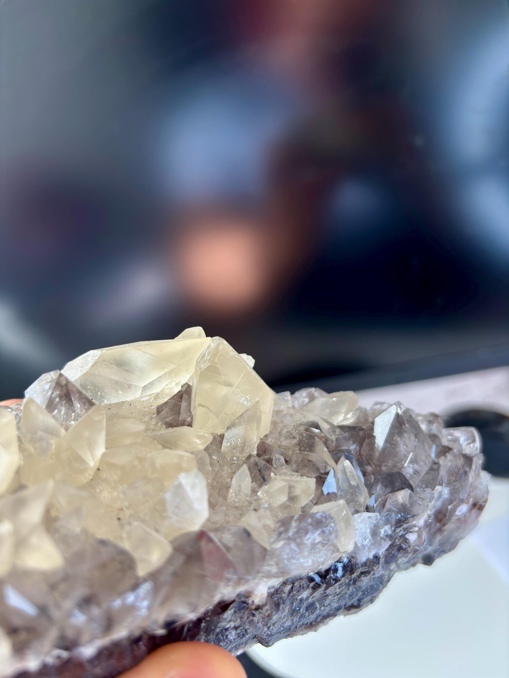 Smoky Quartz Druze with Calcite - Natural Crystal Mineral Specimen (605g)