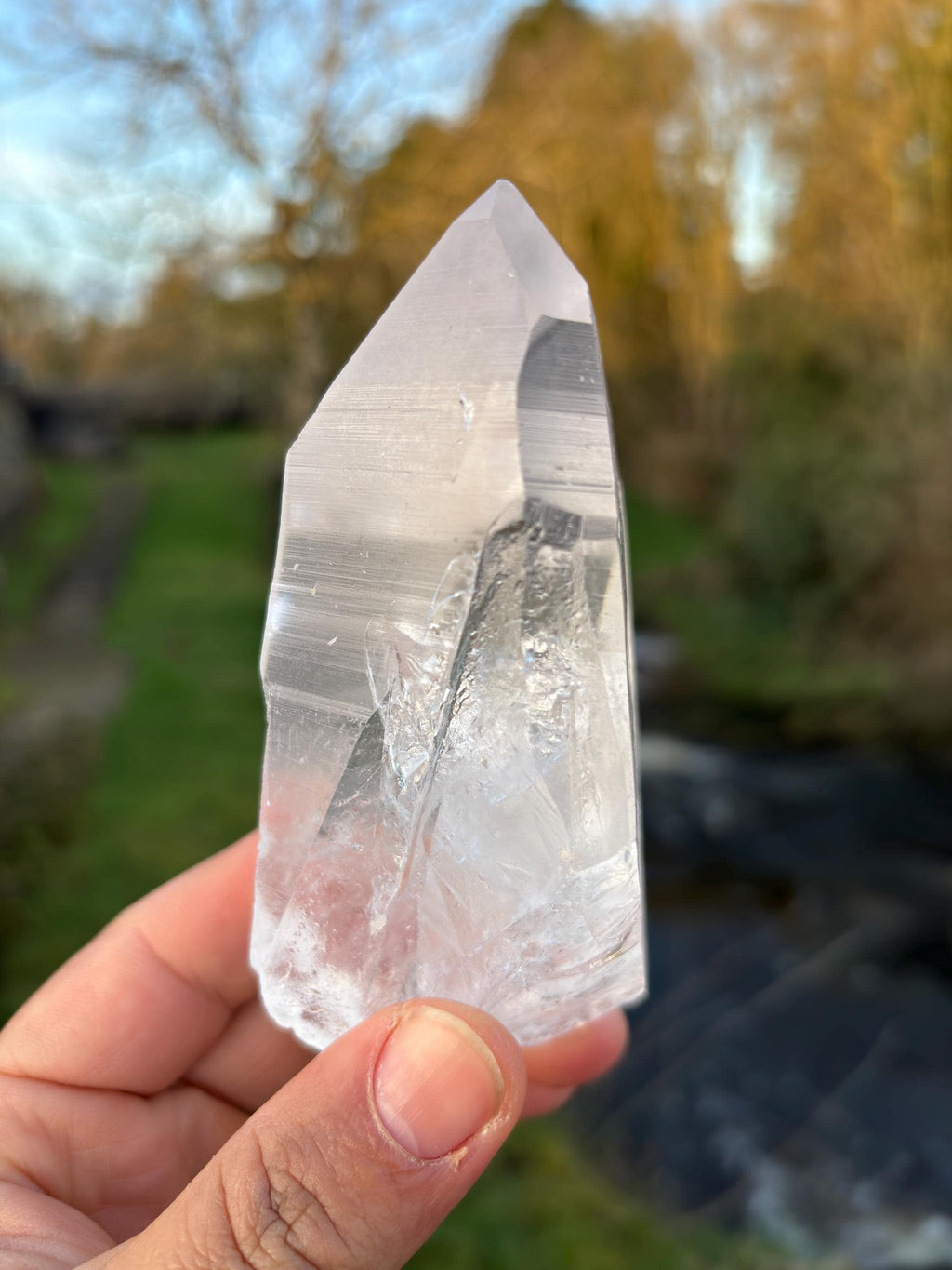 Natural Lemurian Quartz Point | Extra Clear Brazilian Crystal | High Transparency | Raw Collector Specimen | Healing Stone