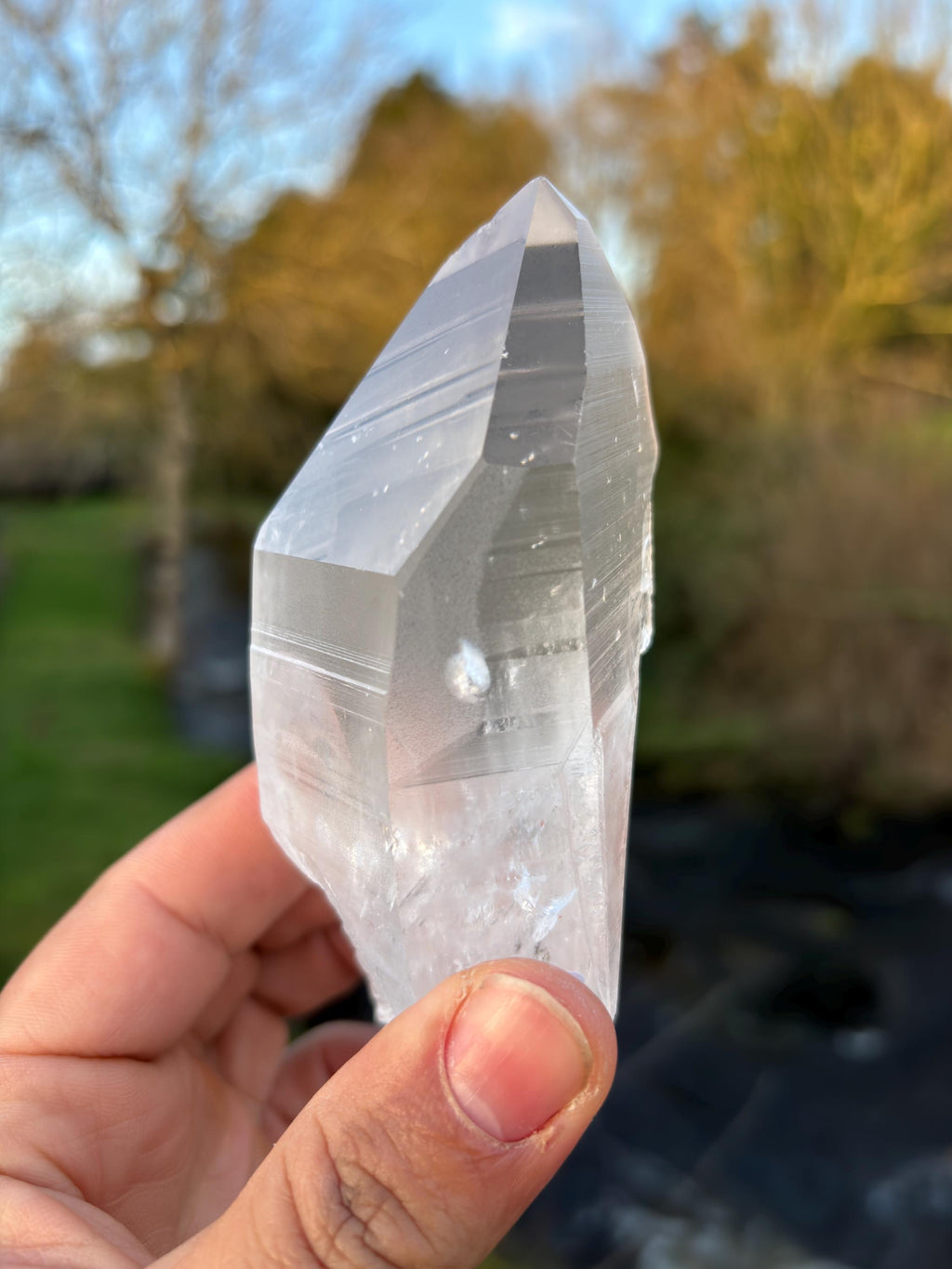 Natural Lemurian Quartz Point | Extra Clear Brazilian Crystal | High Transparency | Raw Collector Specimen | Healing Stone