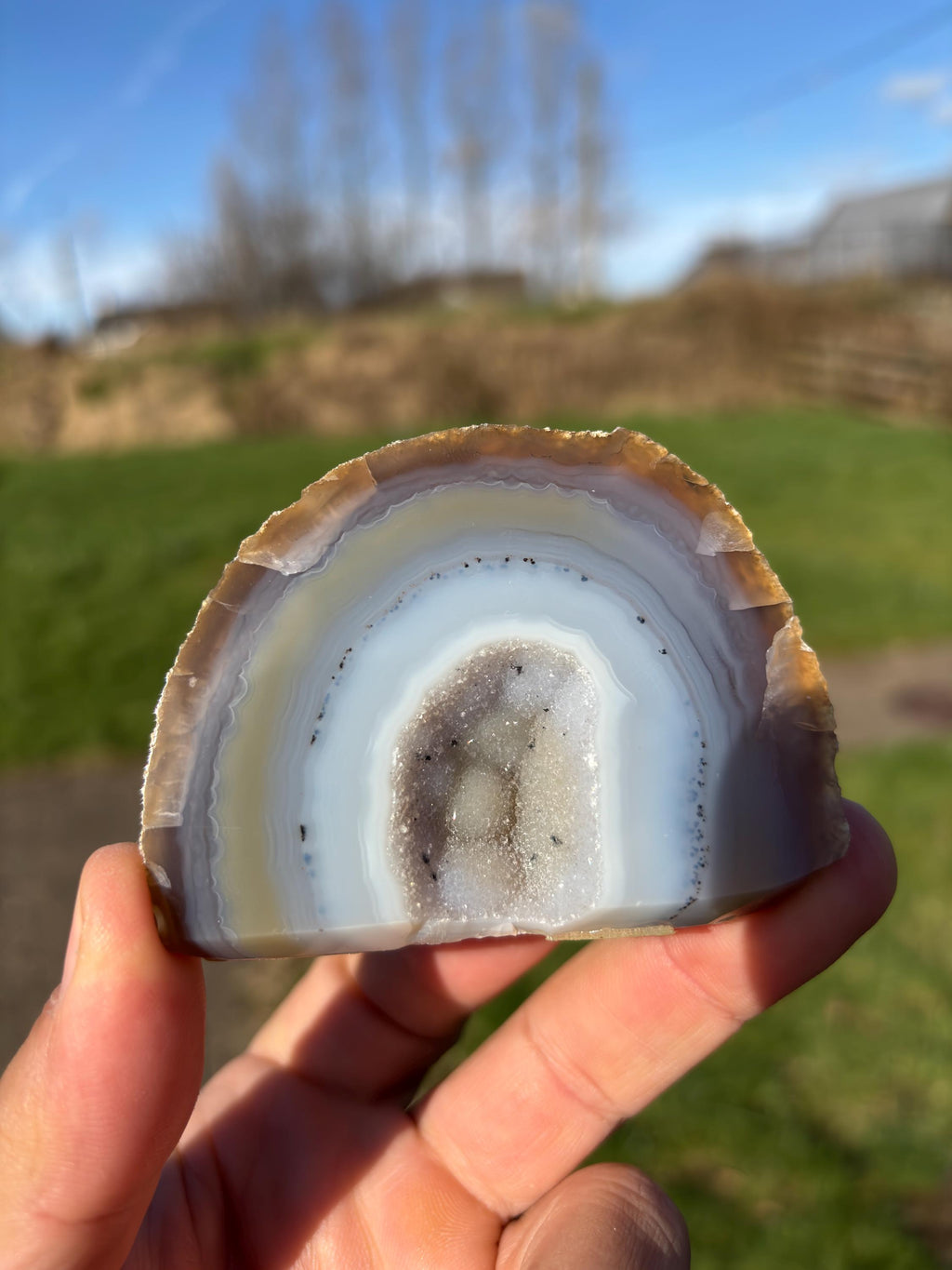Brazilian Agate Geode | Polished Crystal Display, Collector's Piece