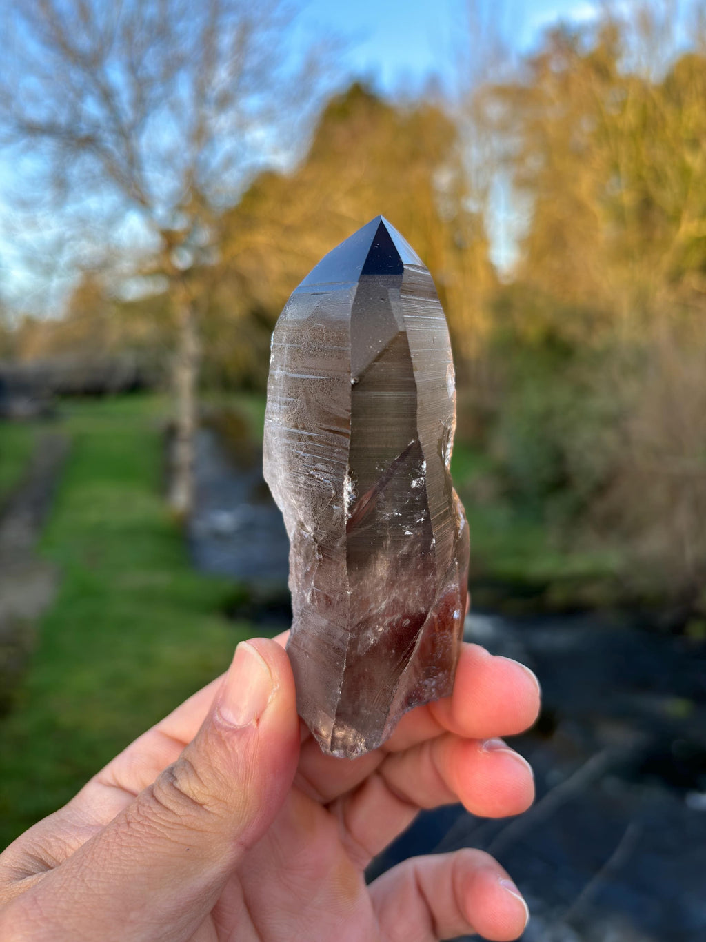 Smoky Lemurian Quartz Point | Natural Brazilian Crystal | Grounding Protection Stone | Raw Collector Specimen