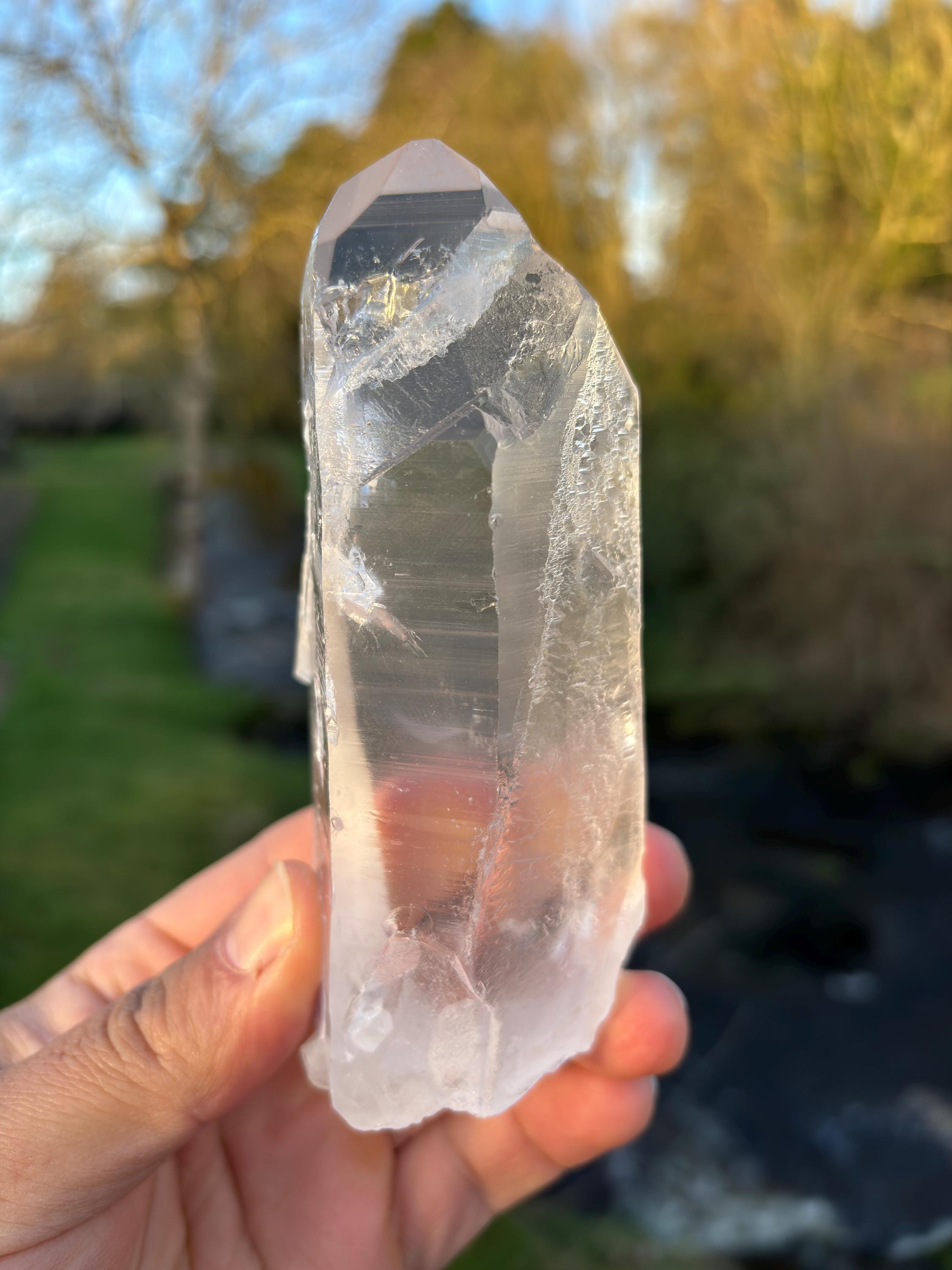 Natural Lemurian Quartz Point | Extra Clear Brazilian Crystal | High Transparency | Raw Collector Specimen | Healing Stone