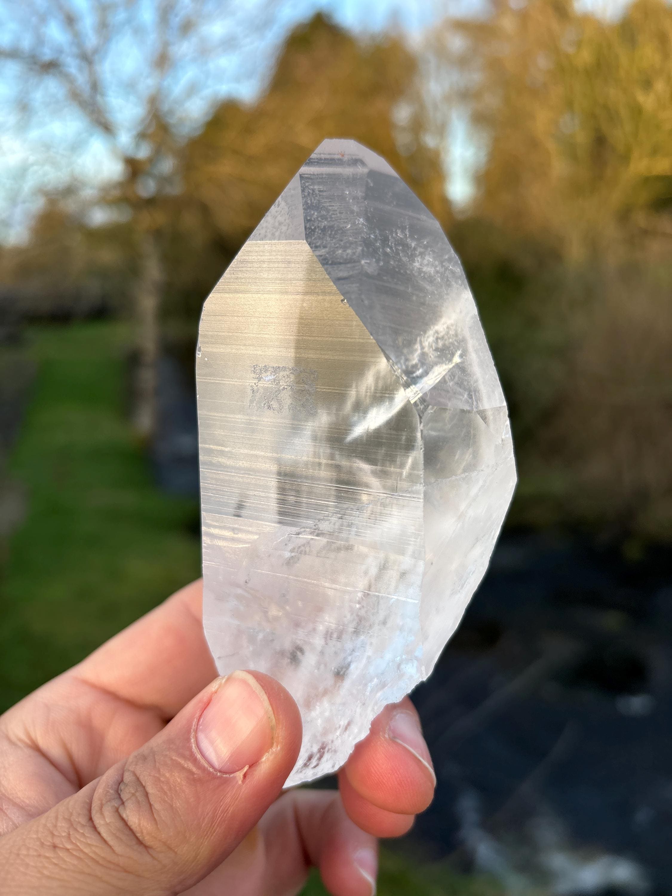 Natural Lemurian Quartz Point | Extra Clear Brazilian Crystal | High Transparency | Raw Collector Specimen | Healing Stone