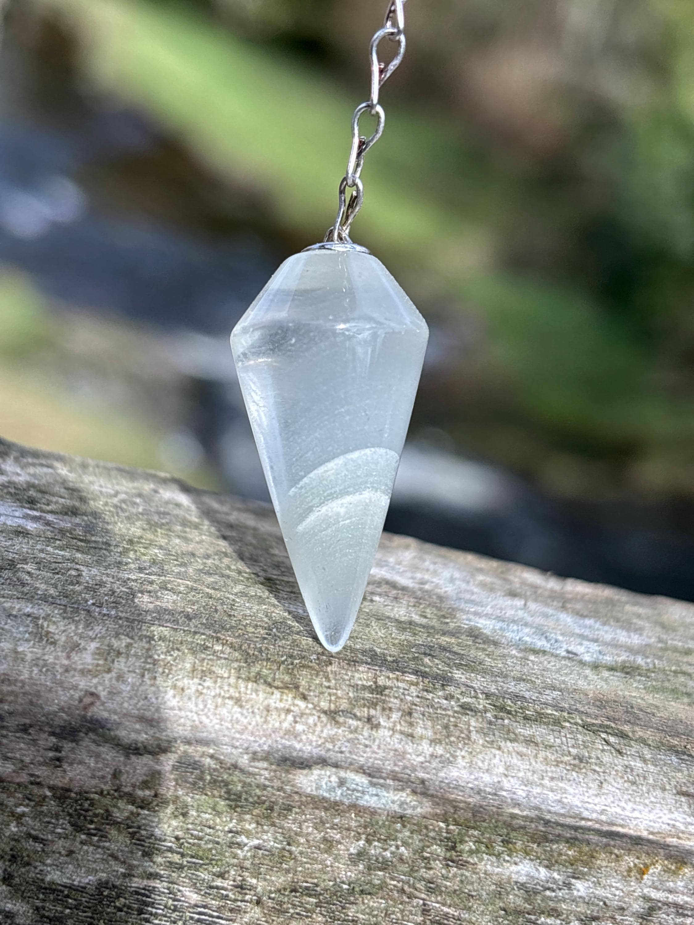 Lithium Quartz Pendulum | Grey Crystal Dowsing Tool | Emotional Healing Stone | Meditation Divination Pendulum