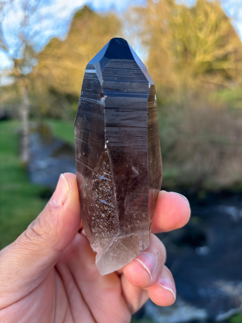 Smoky Lemurian Quartz Point | Natural Brazilian Crystal | Grounding Protection Stone | Raw Collector Specimen