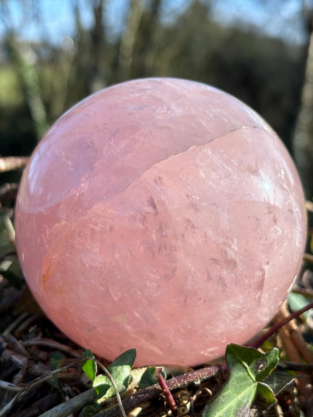 Large Rose Quartz Sphere | Deep Pink Brazilian Crystal, Healing Stone