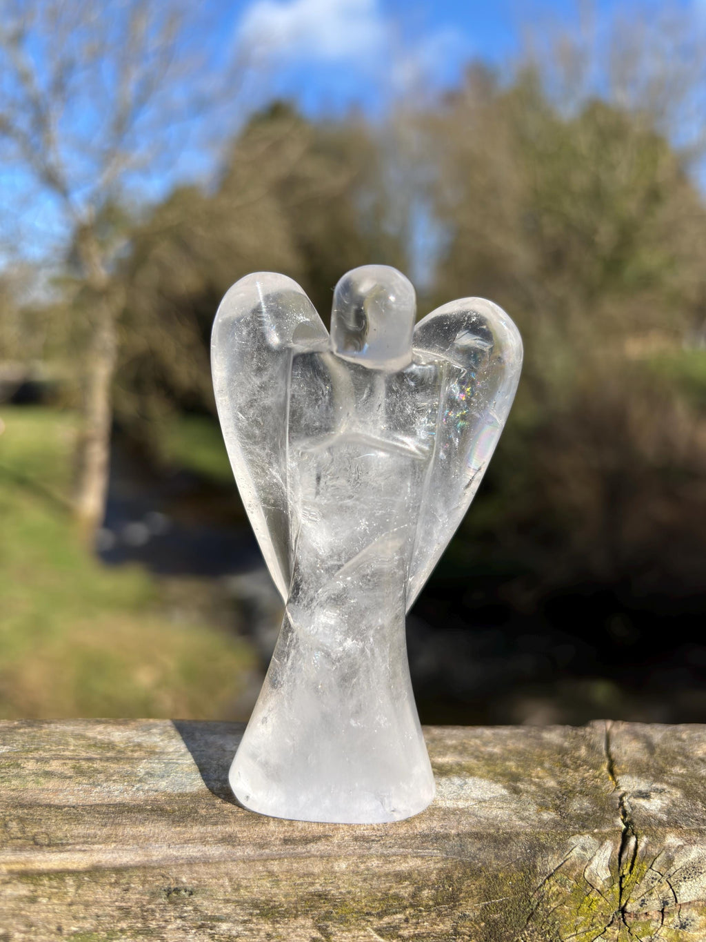 Crystal Quartz Angel • Hand-Carved Healing Stone Statue (80mm)