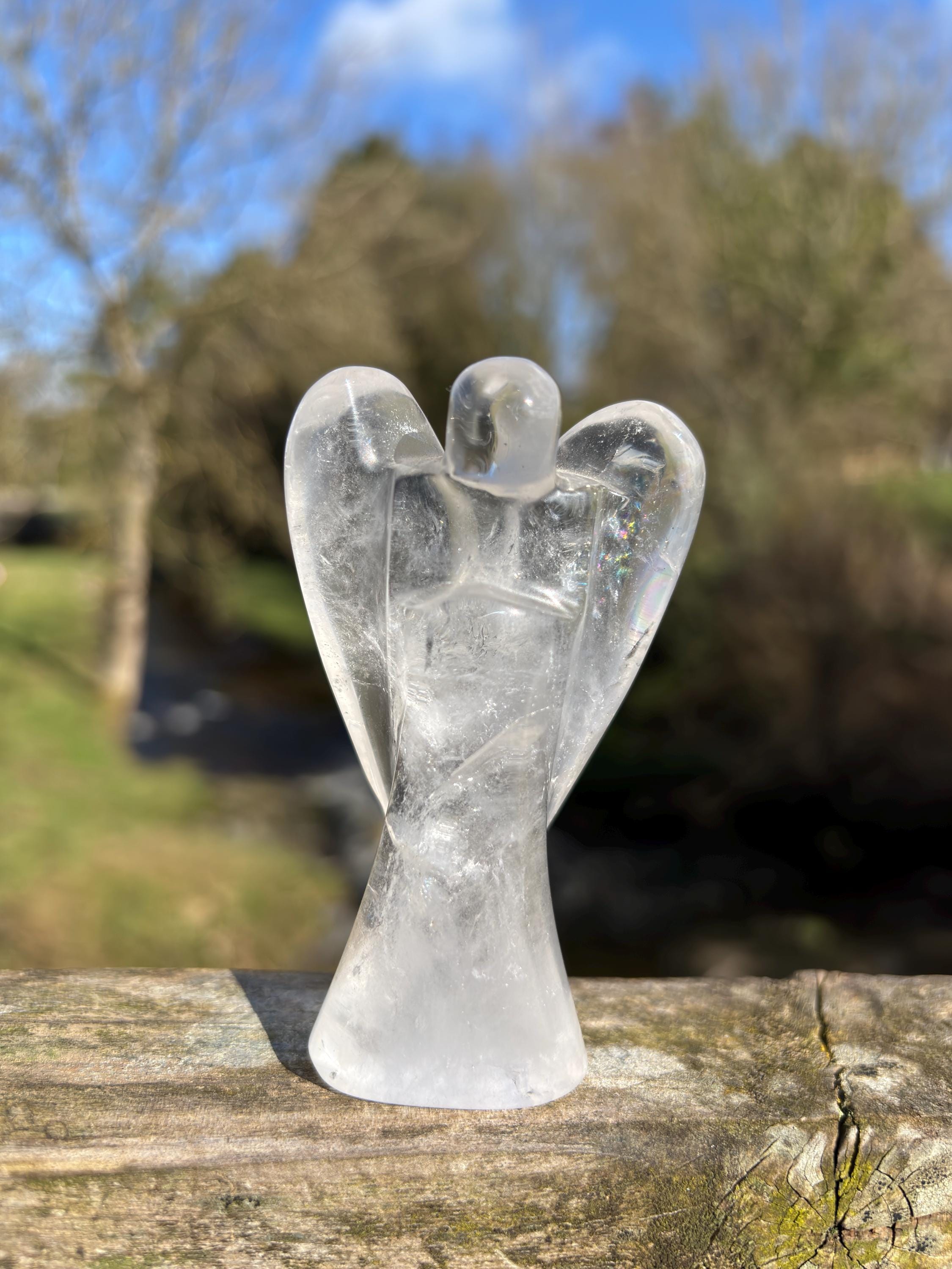 Crystal Quartz Angel • Hand-Carved Healing Stone Statue (80mm)