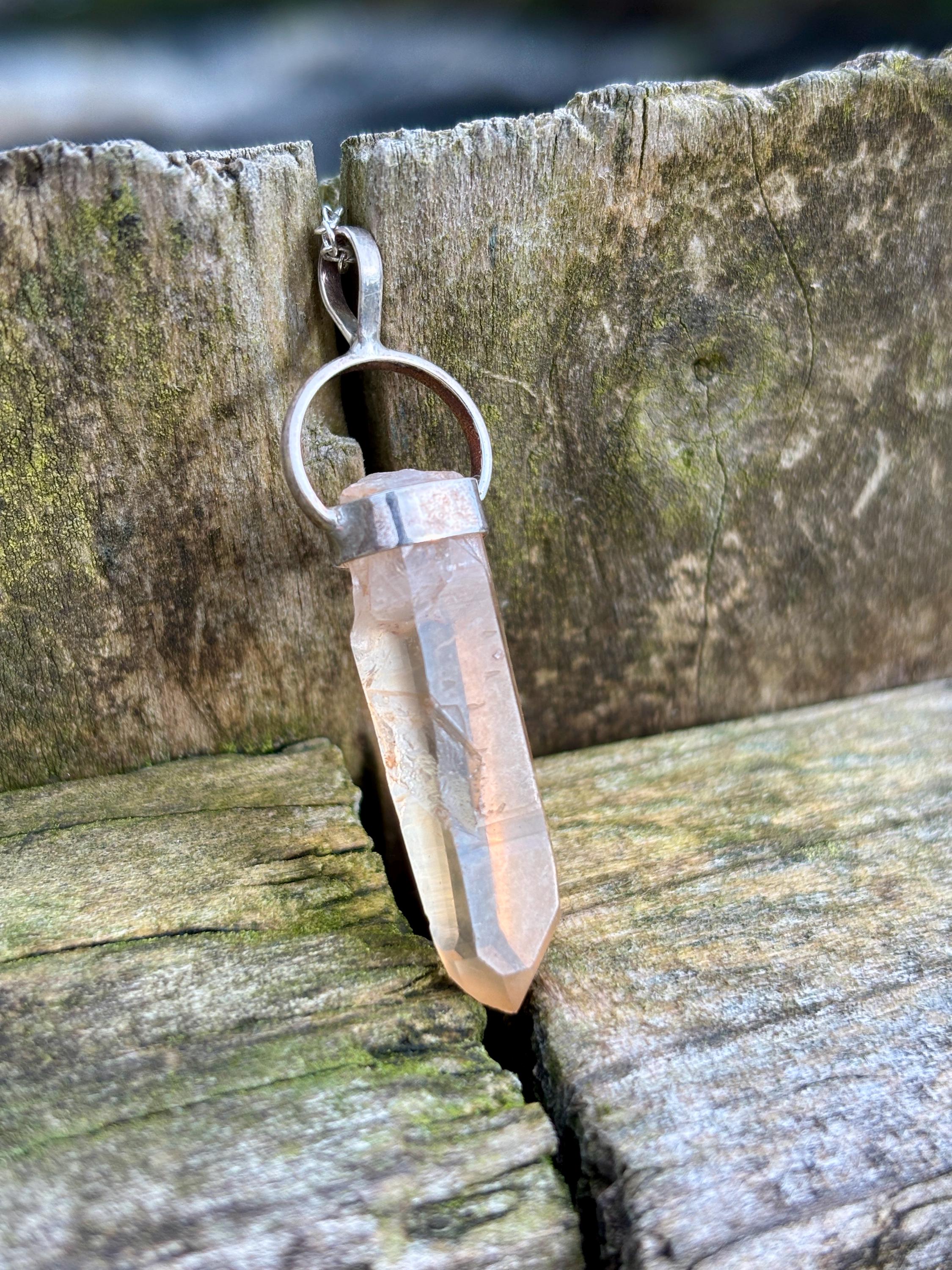 Tangerine Quartz Pendant 925 Silver | Natural Brazilian Crystal Necklace | Sacral Chakra Stone | Healing Jewelry