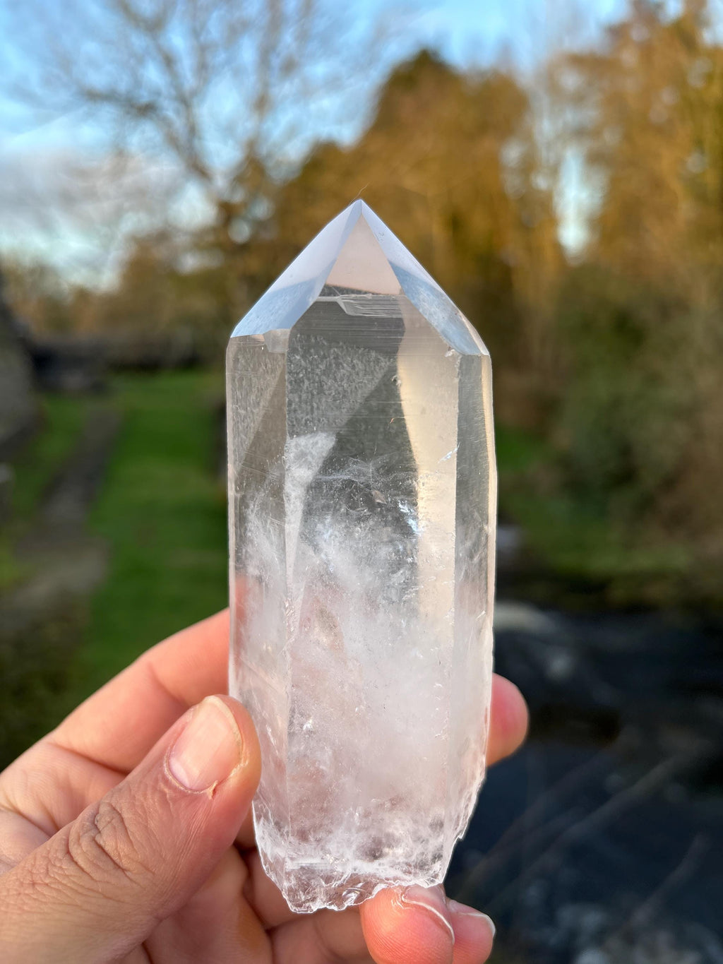 Natural Lemurian Quartz Point | Extra Clear Brazilian Crystal | High Transparency | Raw Collector Specimen | Healing Stone