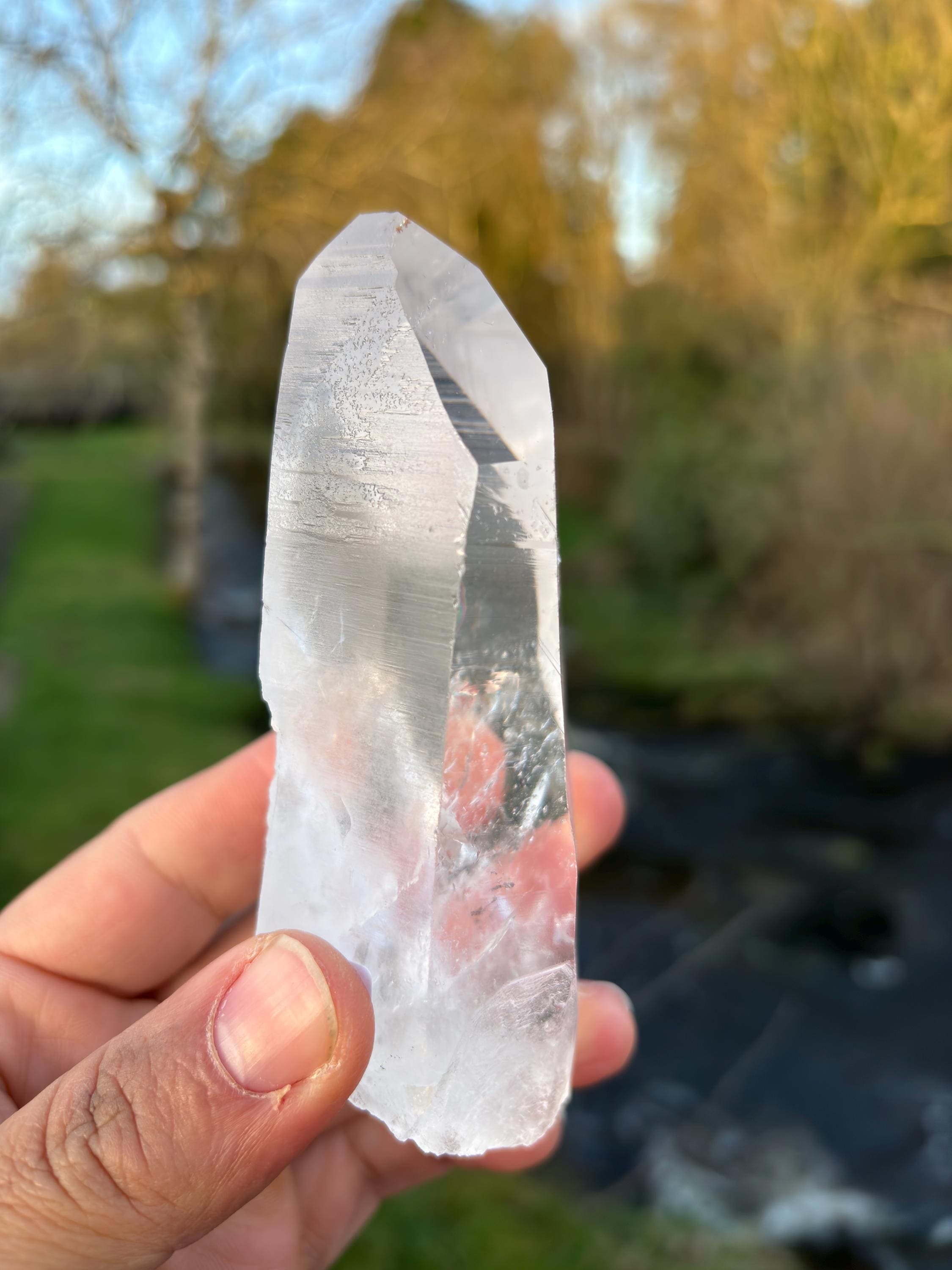 Natural Lemurian Quartz Point | Extra Clear Brazilian Crystal | High Transparency | Raw Collector Specimen | Healing Stone