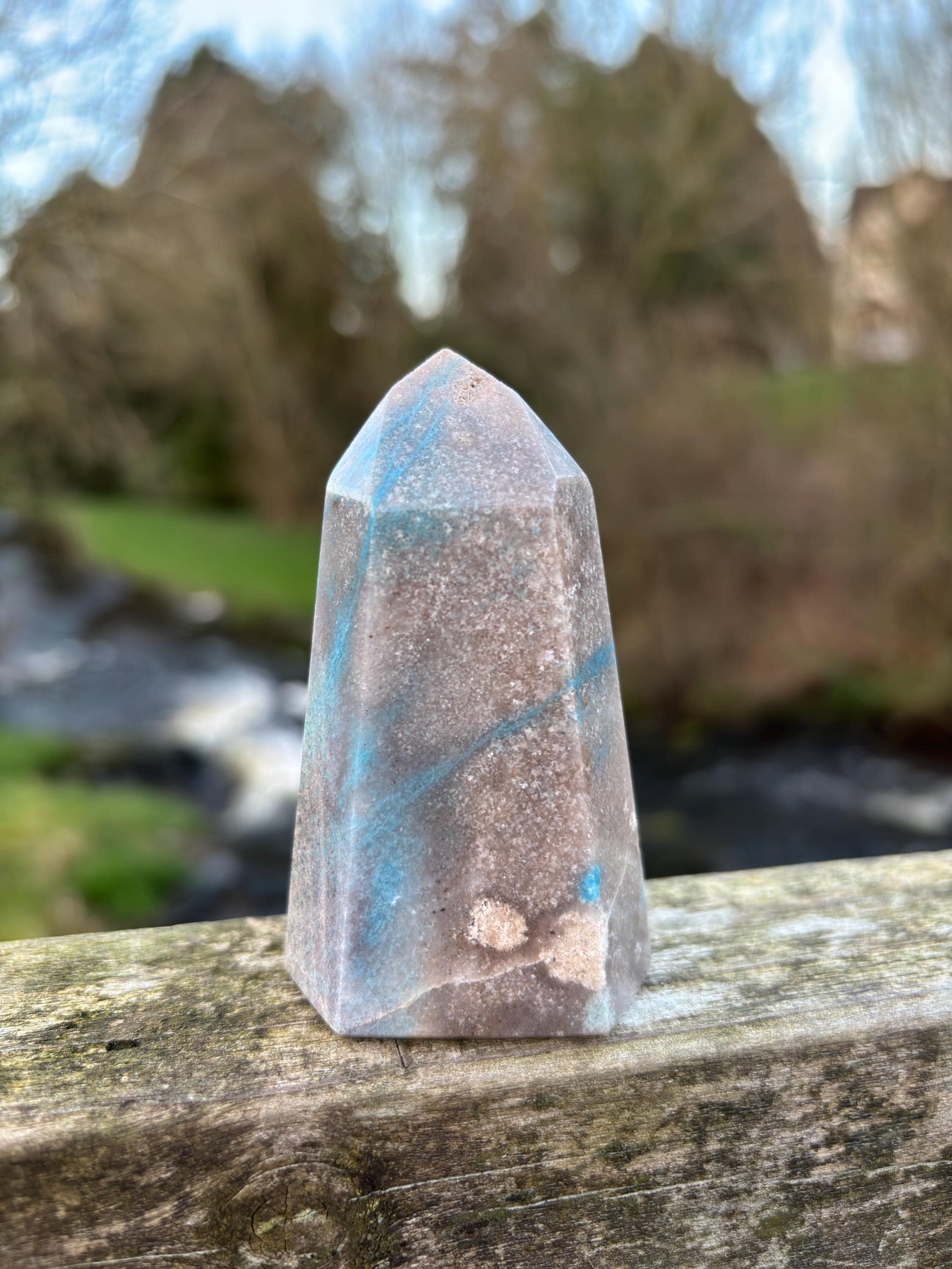Rare Trolleite Quartz Tower | Paraiba Quartz Polished Point | Blue Crystal Collector Piece | High Vibration Stone