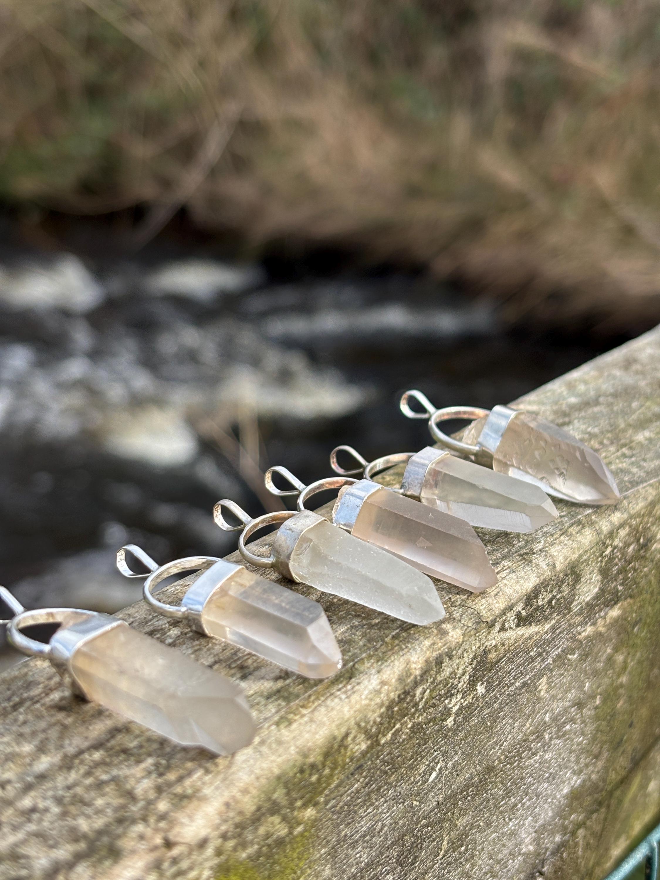 Natural Clear Quartz Pendant | 925 Sterling Silver Master Healer Necklace