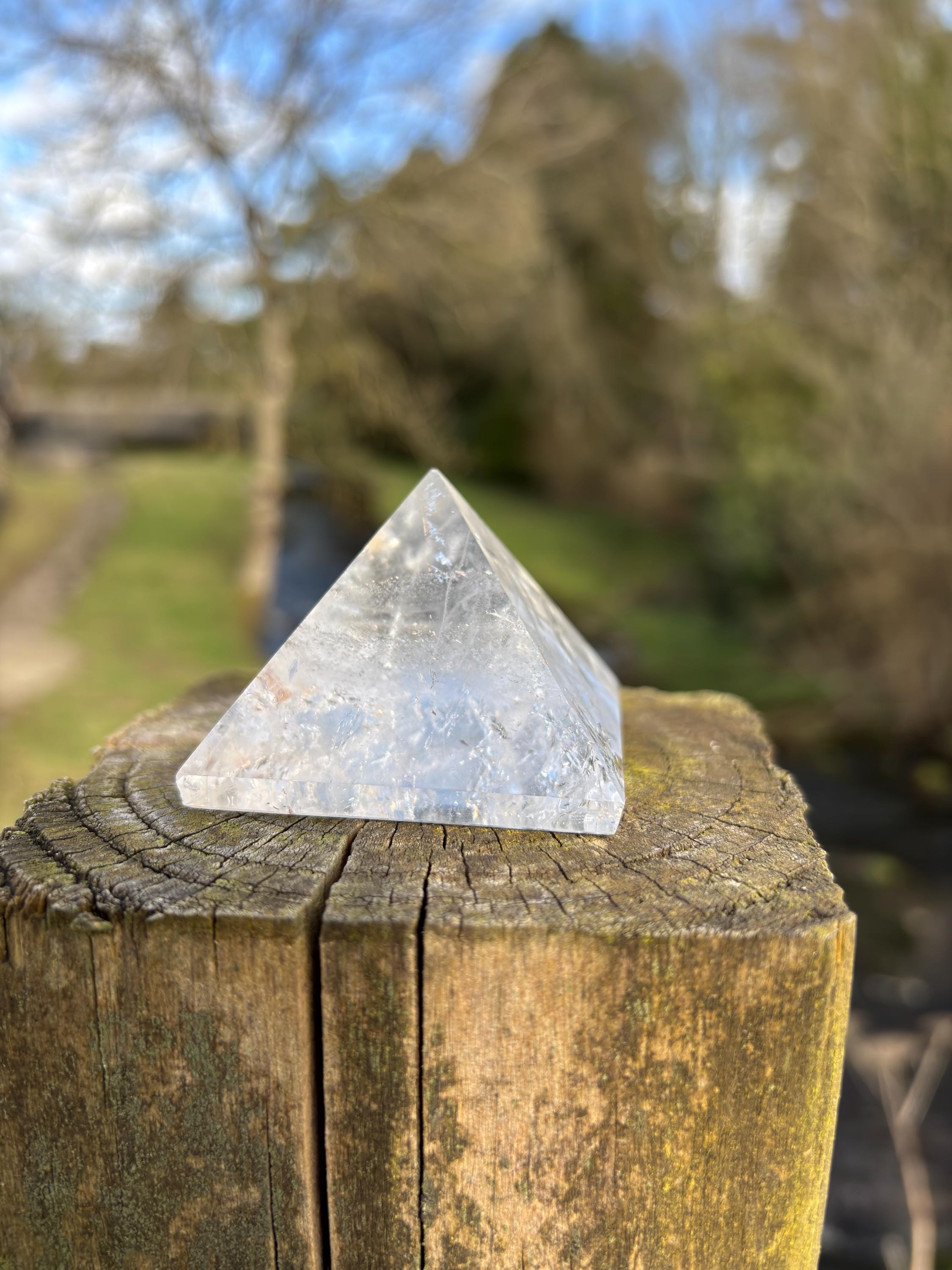 Natural Quartz Crystal Pyramid | Energy Amplifier Stone | Sacred Geometry Decor | Meditation & Healing Crystal
