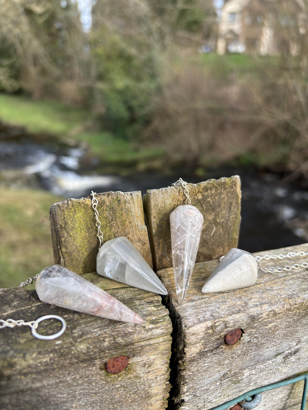 Lithium Quartz Pendulum | Grey Crystal Dowsing Tool | Emotional Healing Stone | Meditation Divination Pendulum