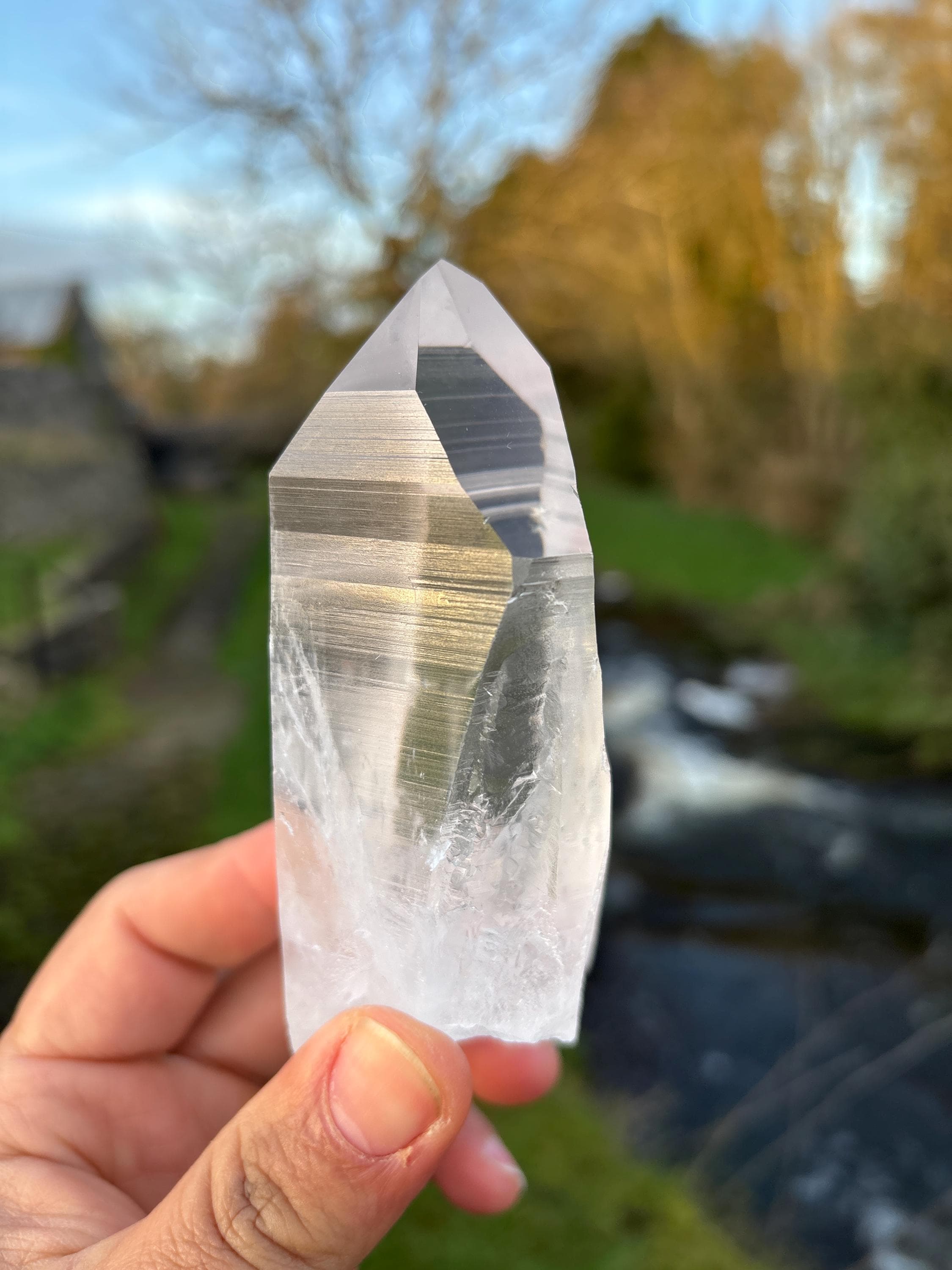 Natural Lemurian Quartz Point | Extra Clear Brazilian Crystal | High Transparency | Raw Collector Specimen | Healing Stone