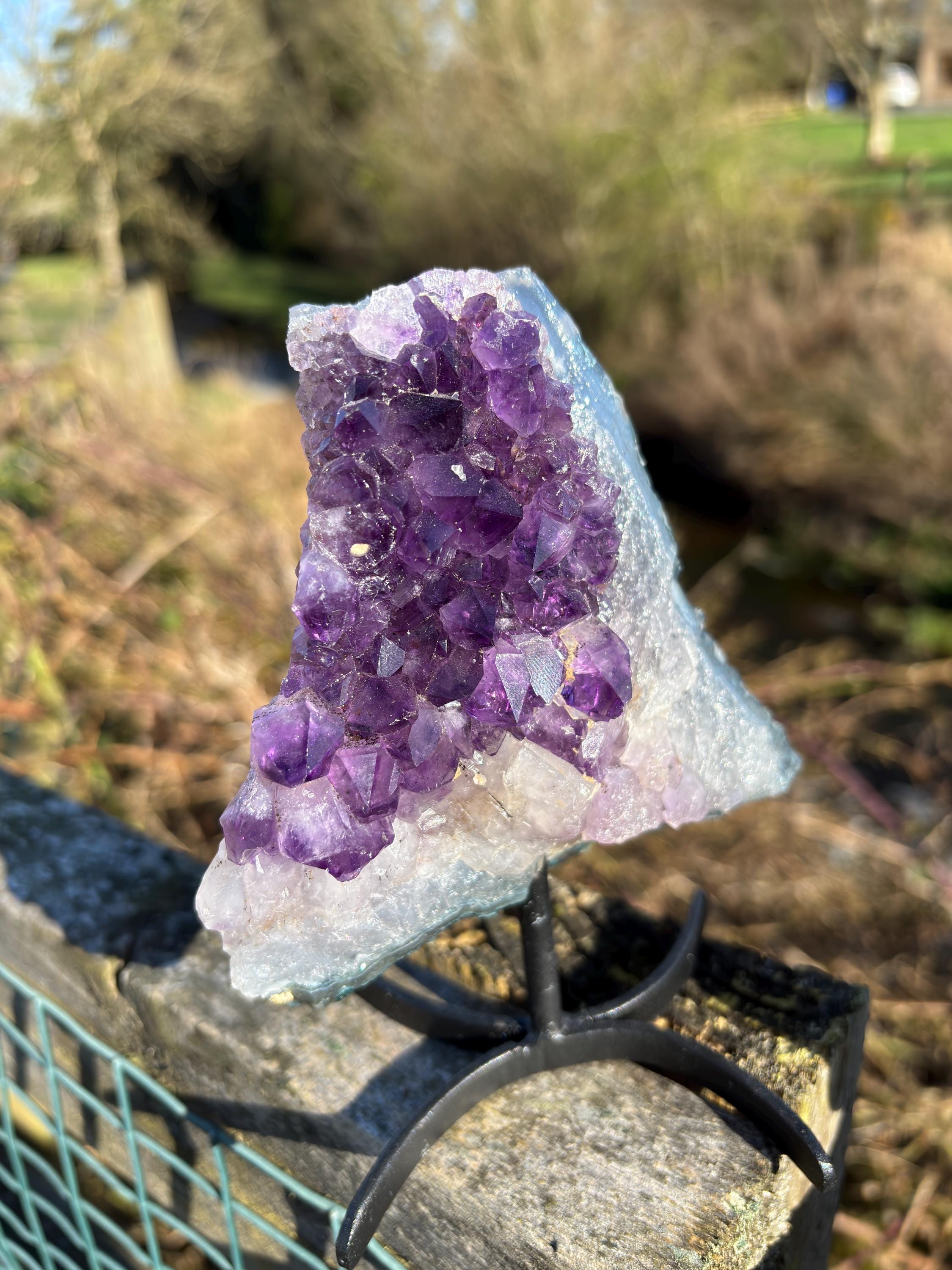 Amethyst Druzy Crystal on Display Base – Natural Purple Geode