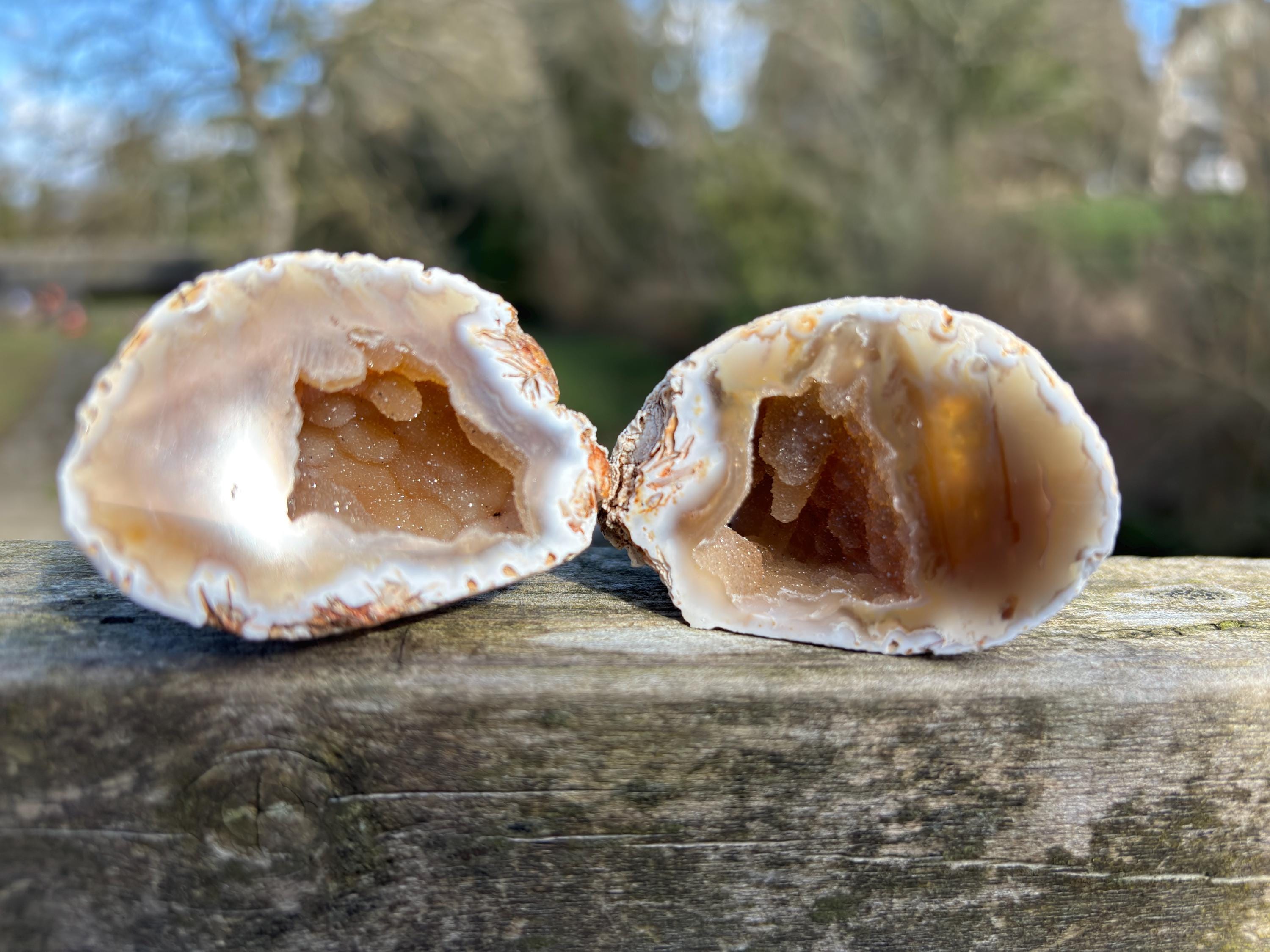 Agate Geode Pair | Natural Crystal Geode Set | Matching Halves | Collector Mineral | Home Decor Gift