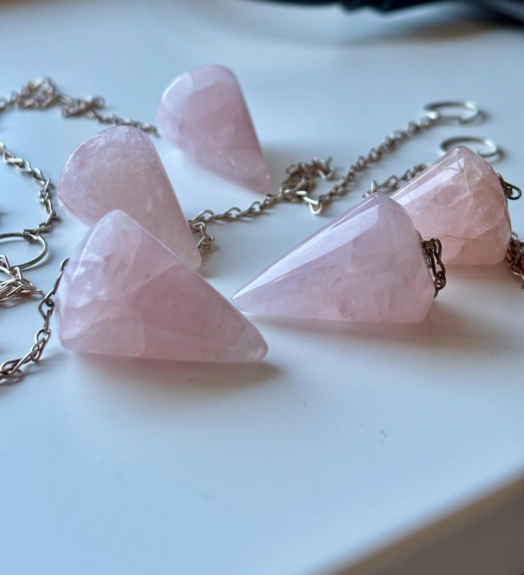 Rose Quartz Pendulum | Natural Unfaceted Crystal | Love & Heart Chakra Healing | Dowsing Tool | Spiritual Gift