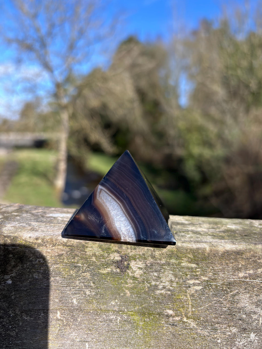 Agate Crystal Pyramid 46mm | Natural Grounding Stone | Sacred Geometry Healing Crystal | Polished Mineral Decor