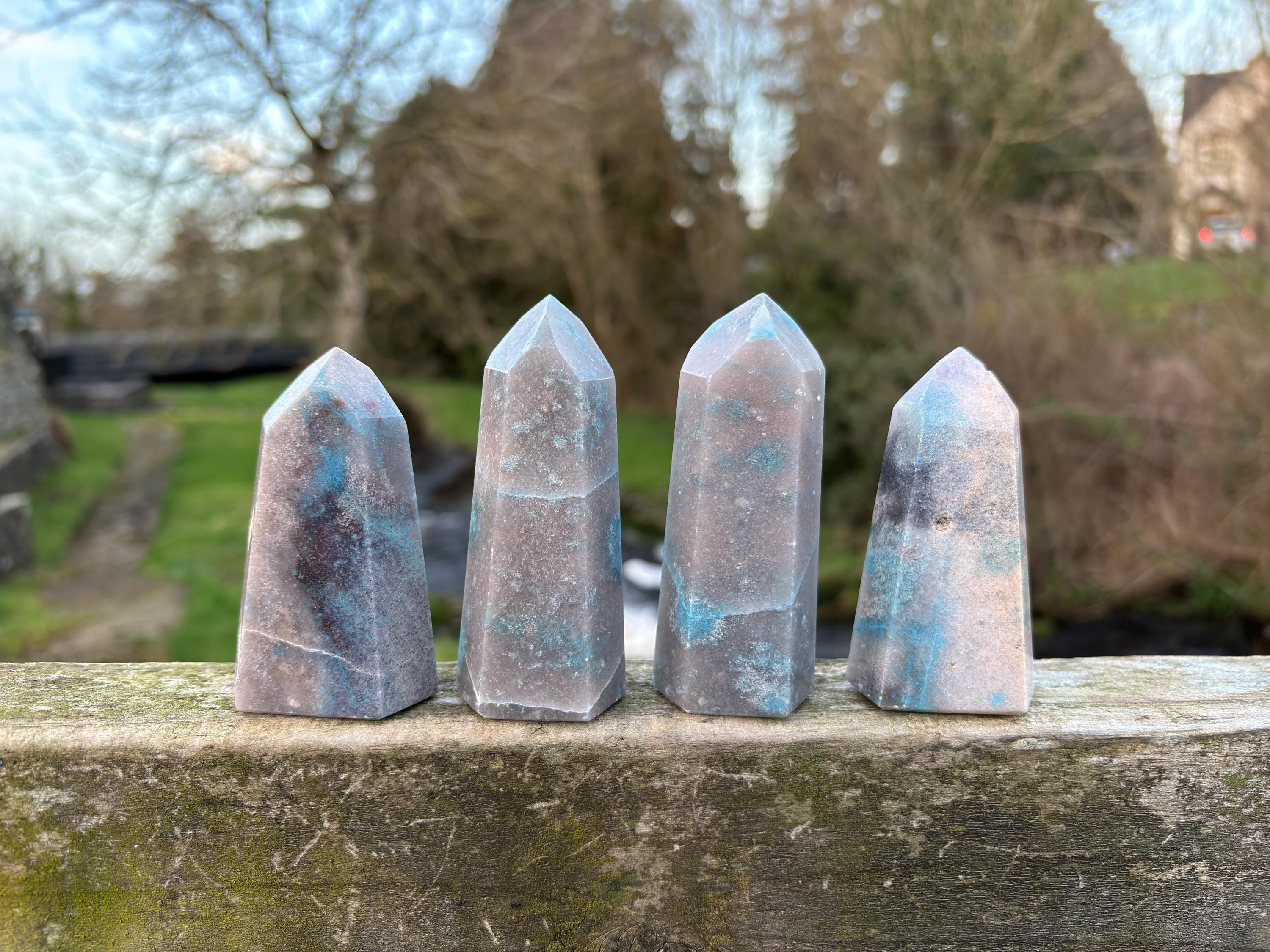 Rare Trolleite Quartz Tower | Paraiba Quartz Polished Point | Blue Crystal Collector Piece | High Vibration Stone