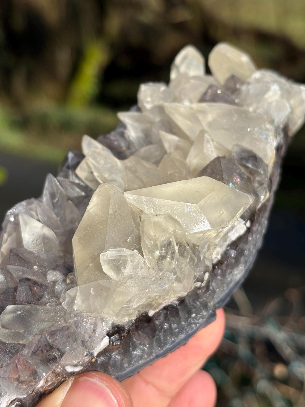 Smoky Quartz Druze with Calcite - Natural Crystal Mineral Specimen (605g)