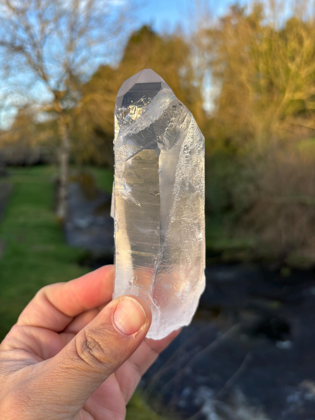 Natural Lemurian Quartz Point | Extra Clear Brazilian Crystal | High Transparency | Raw Collector Specimen | Healing Stone