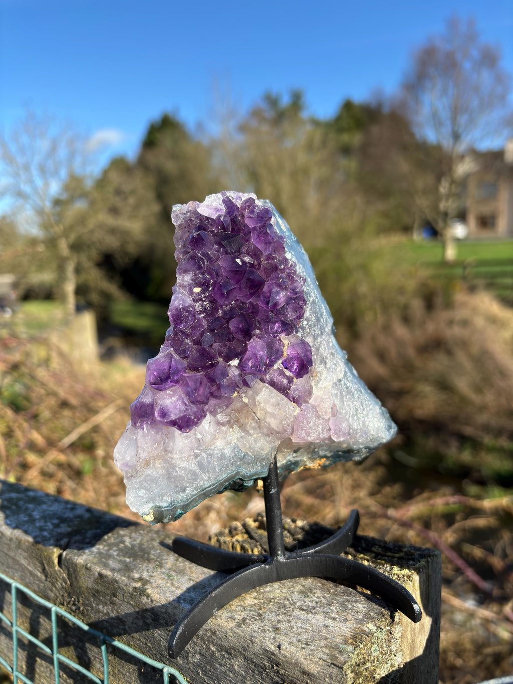Amethyst Druzy Crystal on Display Base – Natural Purple Geode