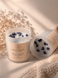 Luxury Crystal Candle – Sodalite Edition – Blueberry & Vanilla Scent – Hand Poured Soy Wax Candle – Healing Energy Gift – Home Decor Candle