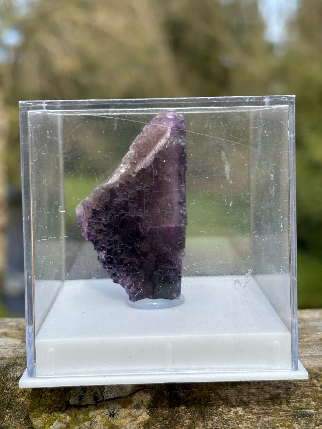 Purple Fluorite Crystal | Natural Healing Stone | Violet Mineral Specimen | Collector Piece in Display Box