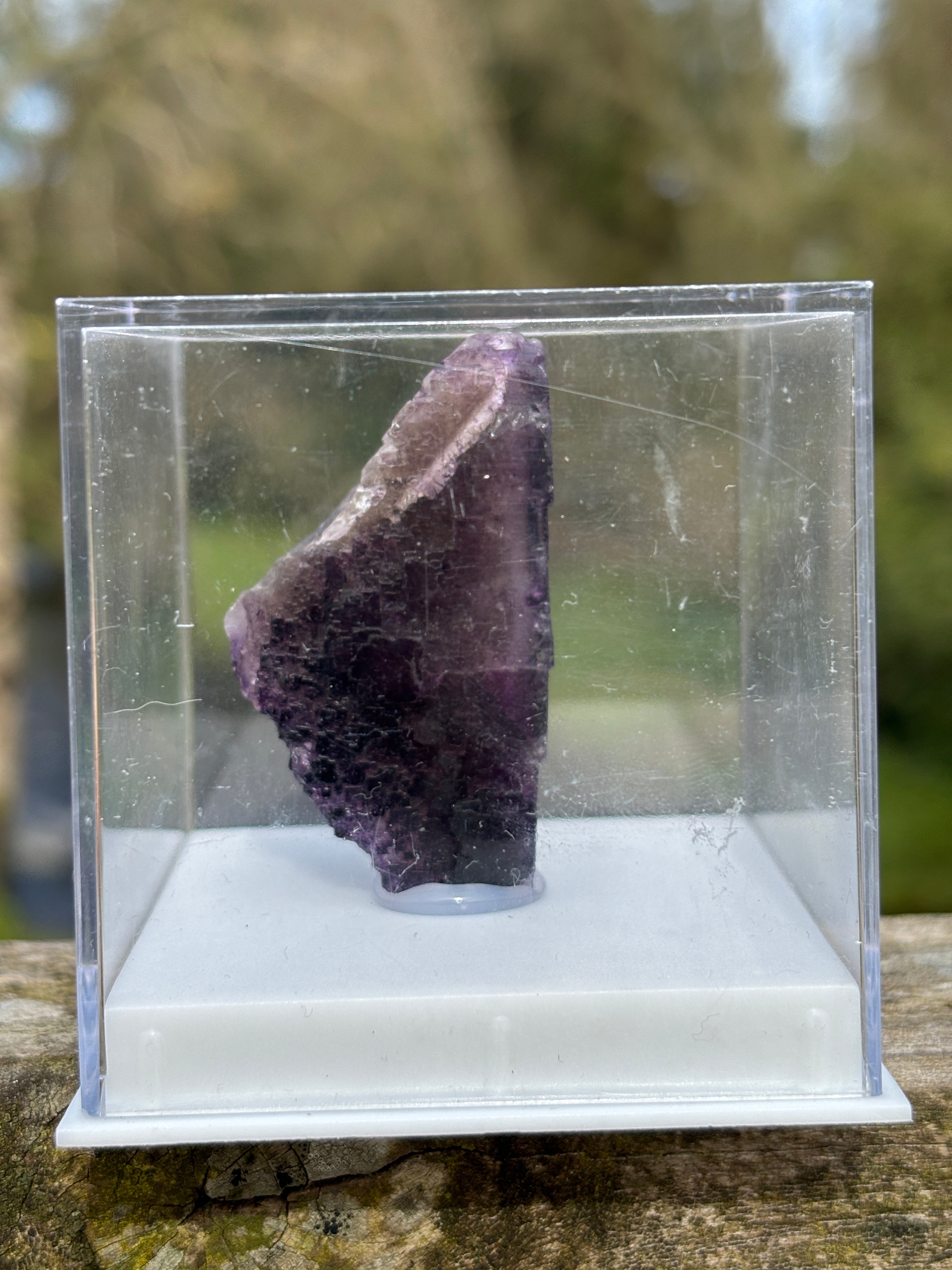 Purple Fluorite Crystal | Natural Healing Stone | Violet Mineral Specimen | Collector Piece in Display Box