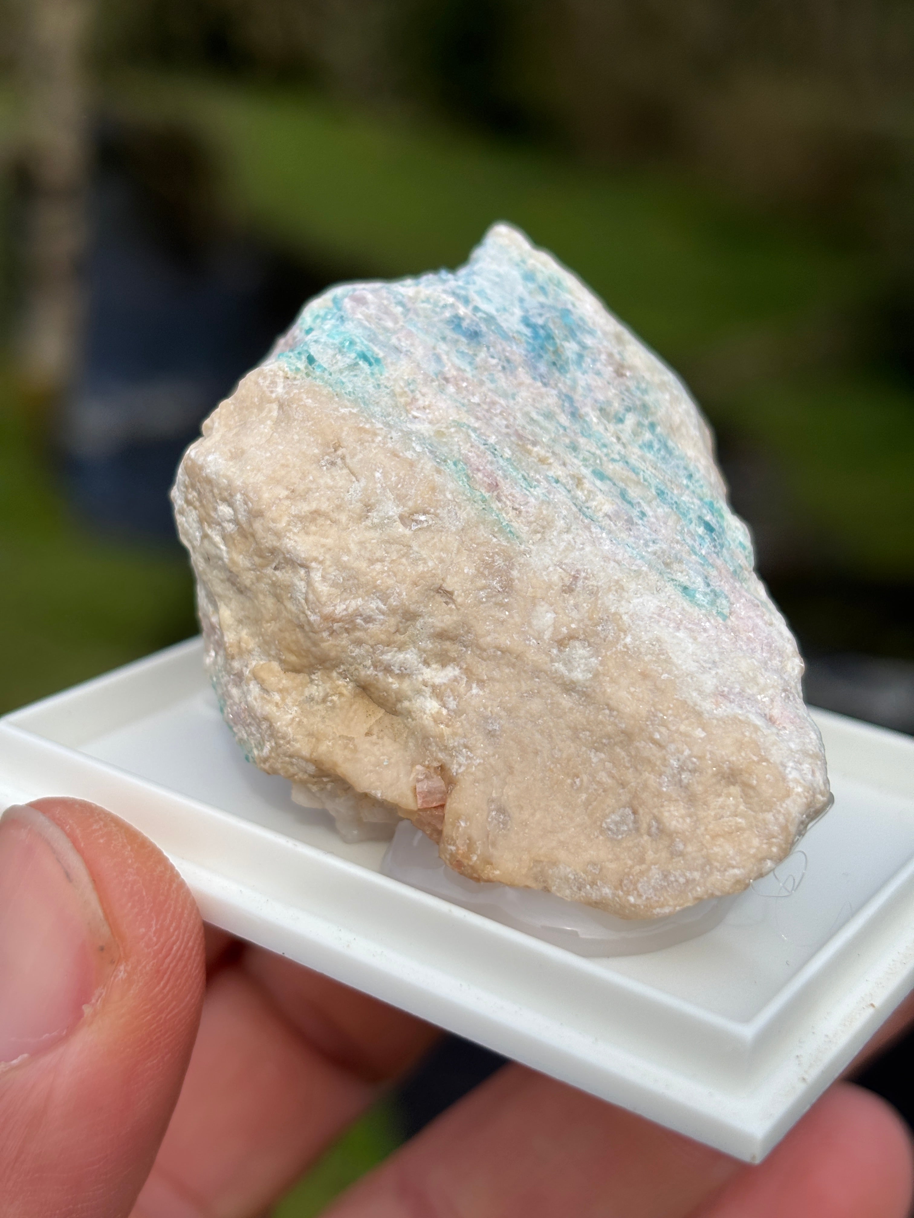 Paraiba Tourmaline Matrix | Natural Blue Crystal | Collector Mineral in Display Box | Rare Gemstone Specimen