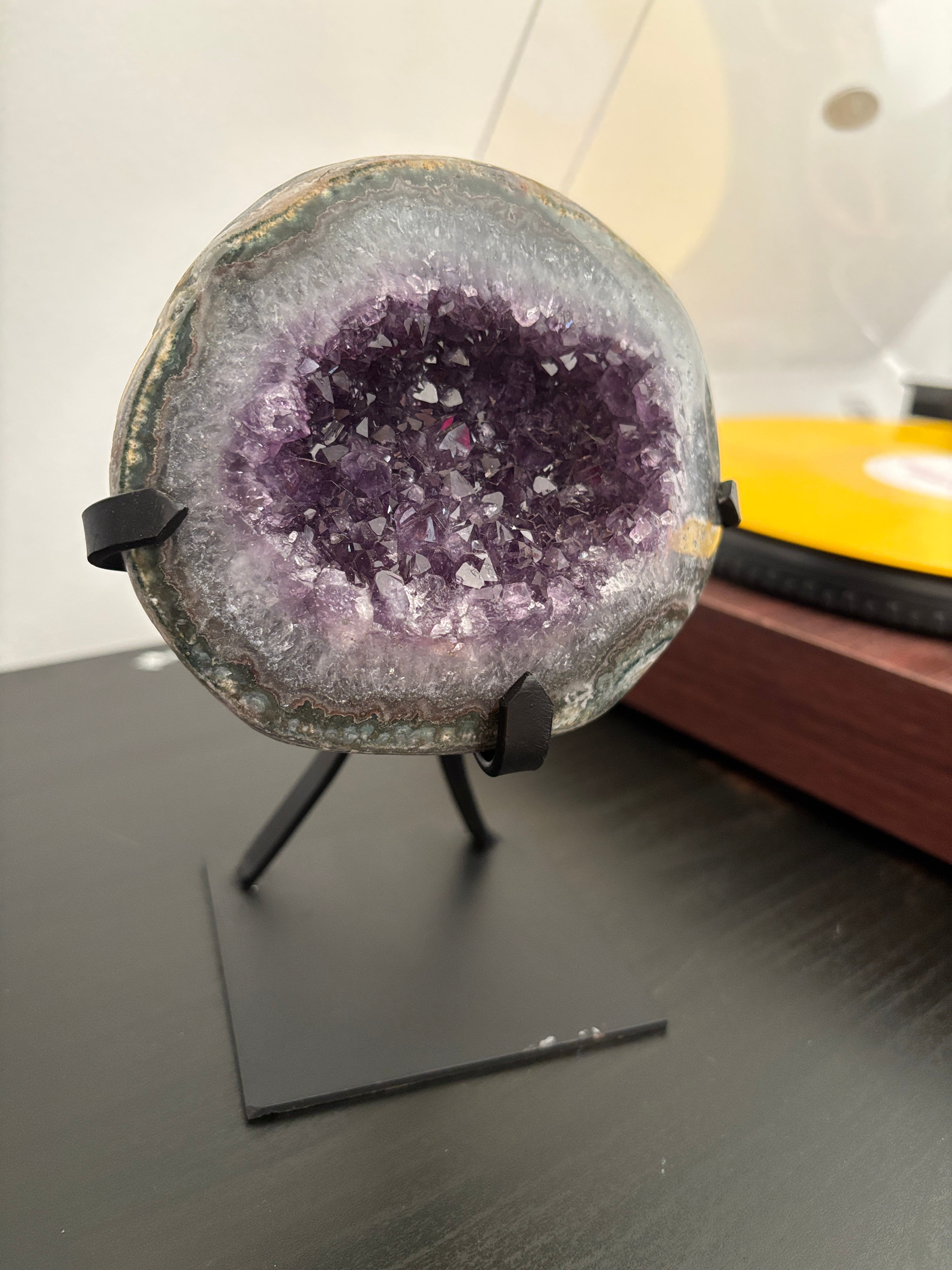 Natural Amethyst Geode on Stand | Premium Brazilian Crystal Display | Large Collector Mineral | Luxury Home Decor