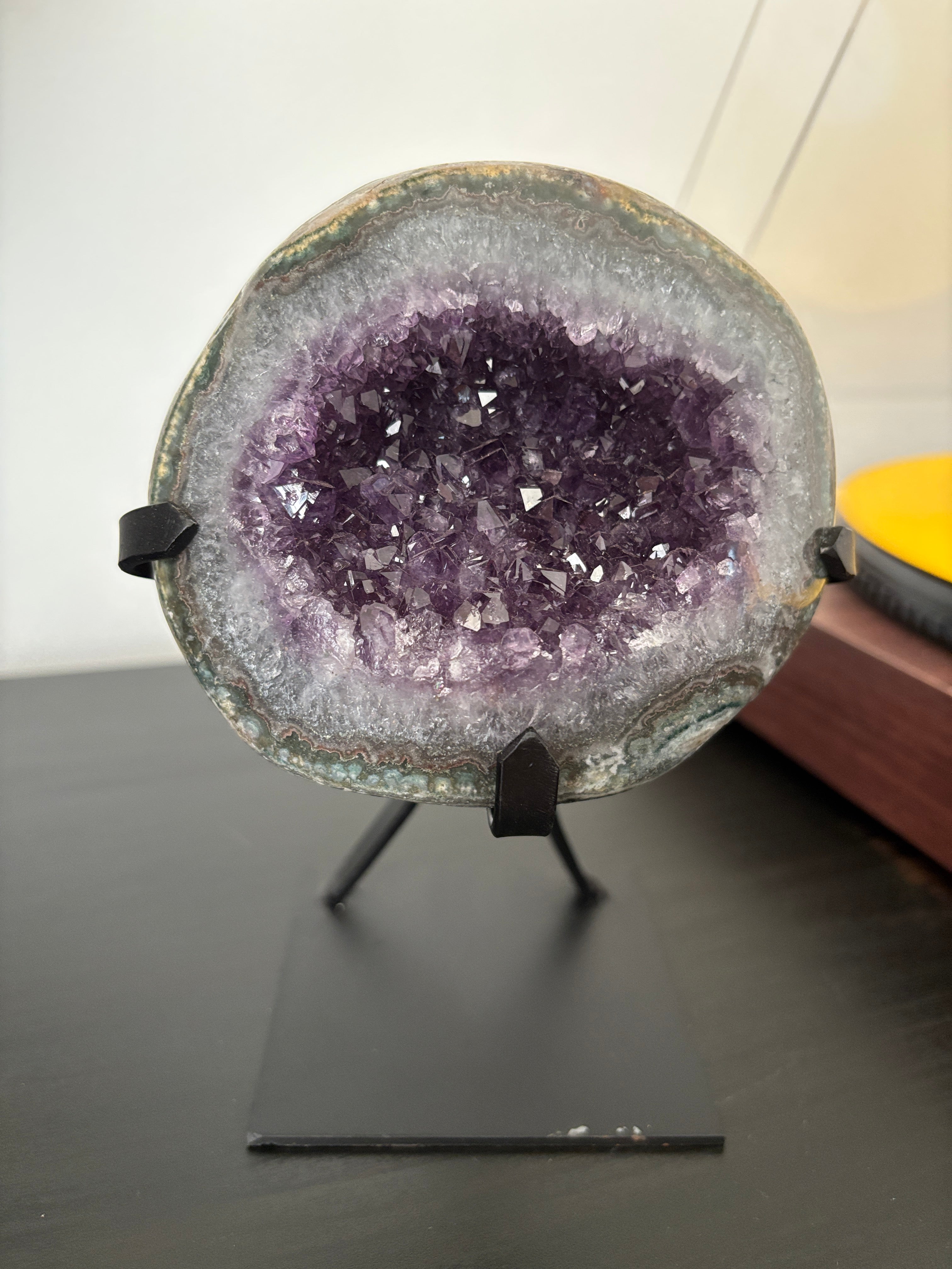 Natural Amethyst Geode on Stand | Premium Brazilian Crystal Display | Large Collector Mineral | Luxury Home Decor