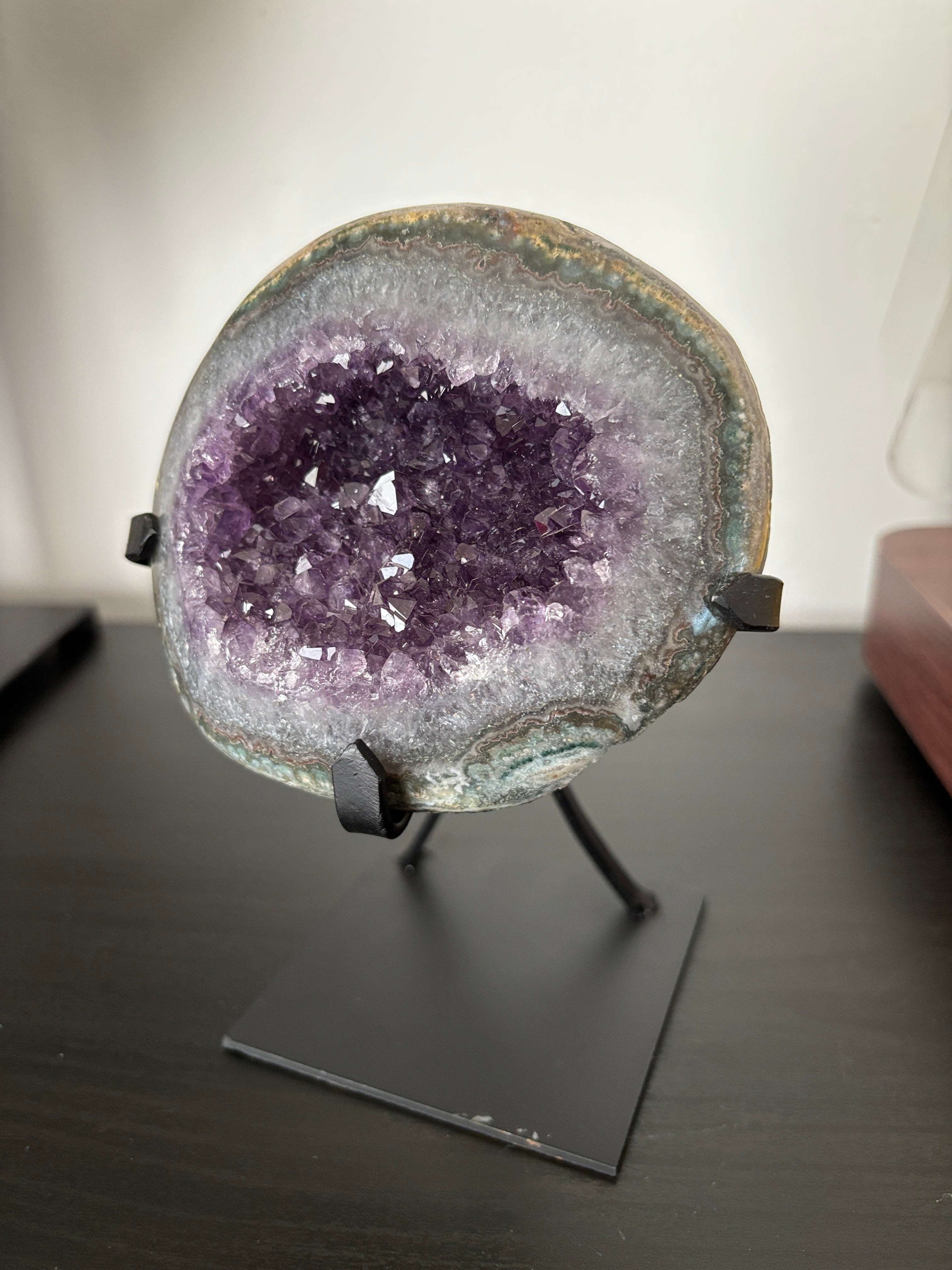 Natural Amethyst Geode on Stand | Premium Brazilian Crystal Display | Large Collector Mineral | Luxury Home Decor