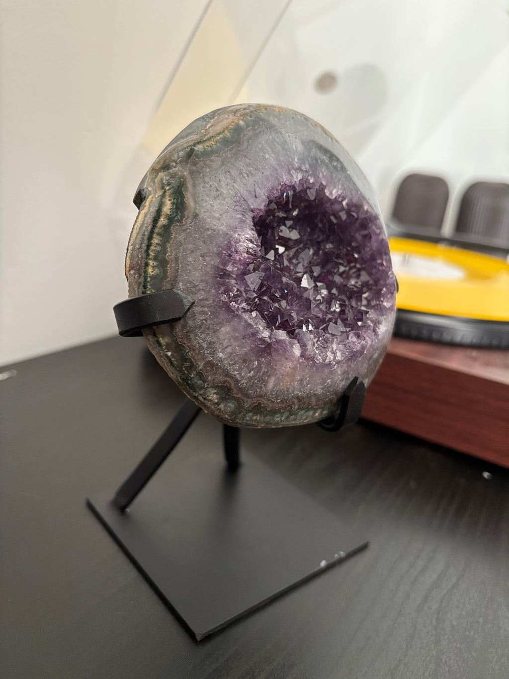 Natural Amethyst Geode on Stand | Premium Brazilian Crystal Display | Large Collector Mineral | Luxury Home Decor