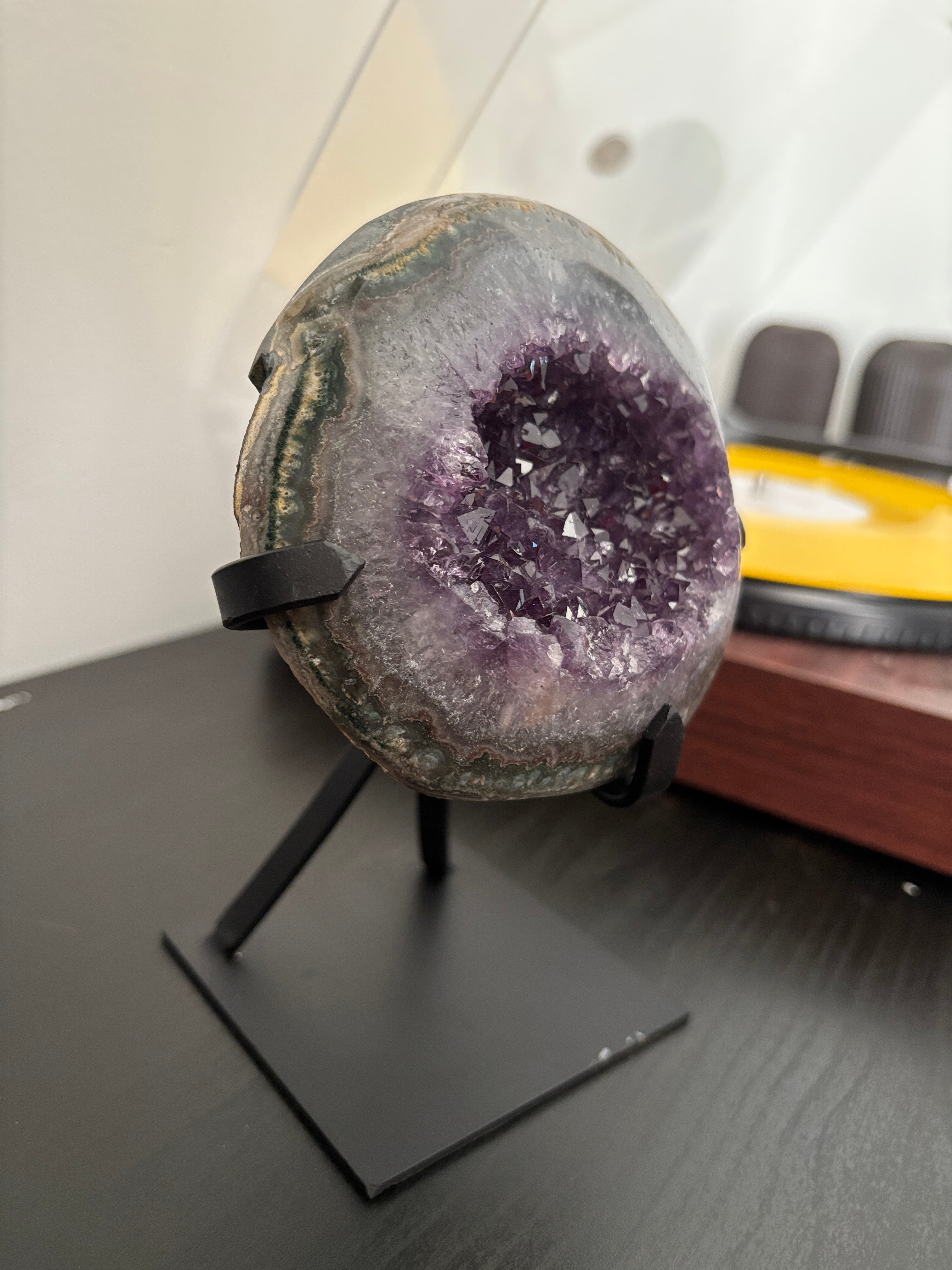 Natural Amethyst Geode on Stand | Premium Brazilian Crystal Display | Large Collector Mineral | Luxury Home Decor