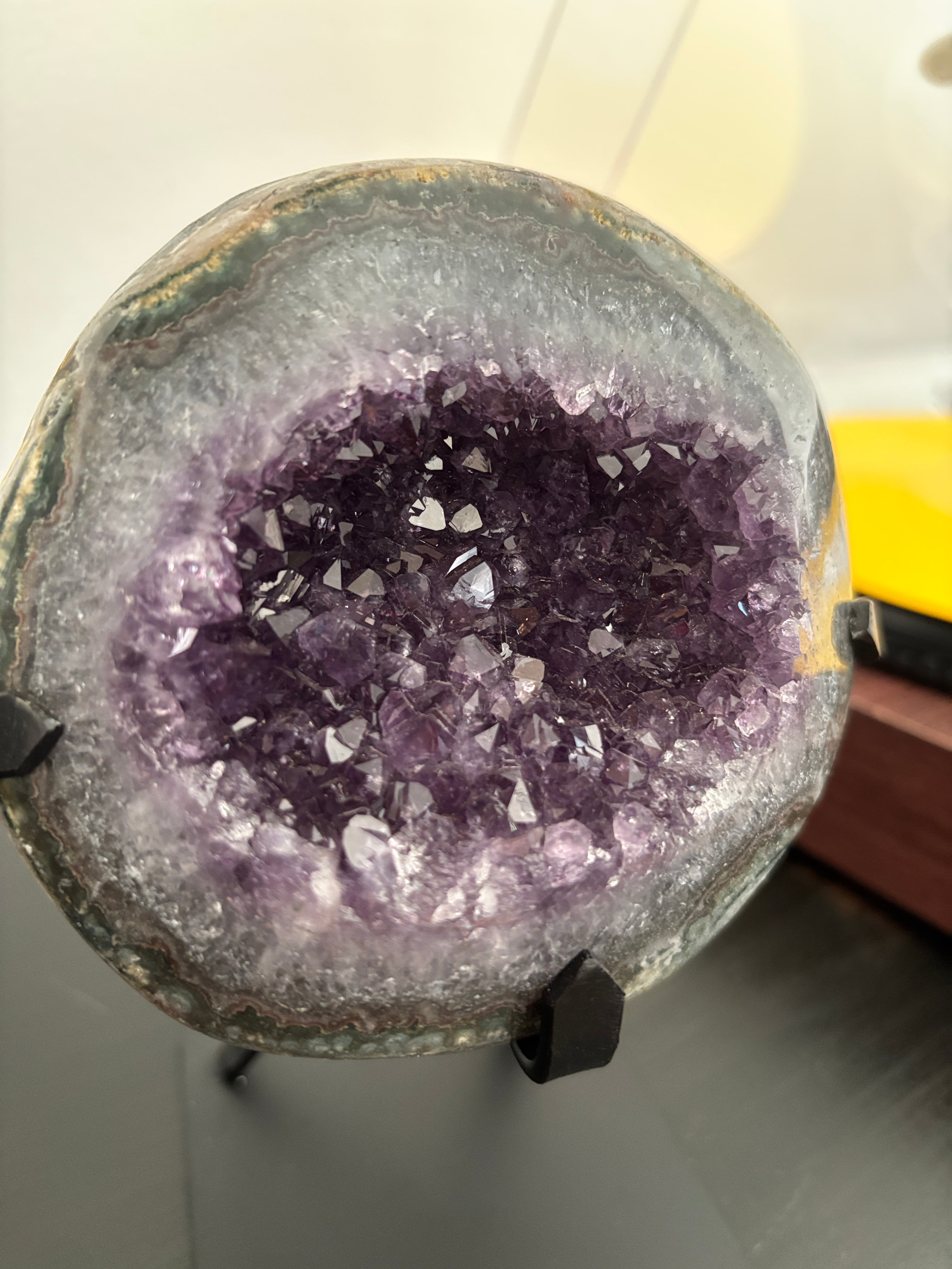 Natural Amethyst Geode on Stand | Premium Brazilian Crystal Display | Large Collector Mineral | Luxury Home Decor