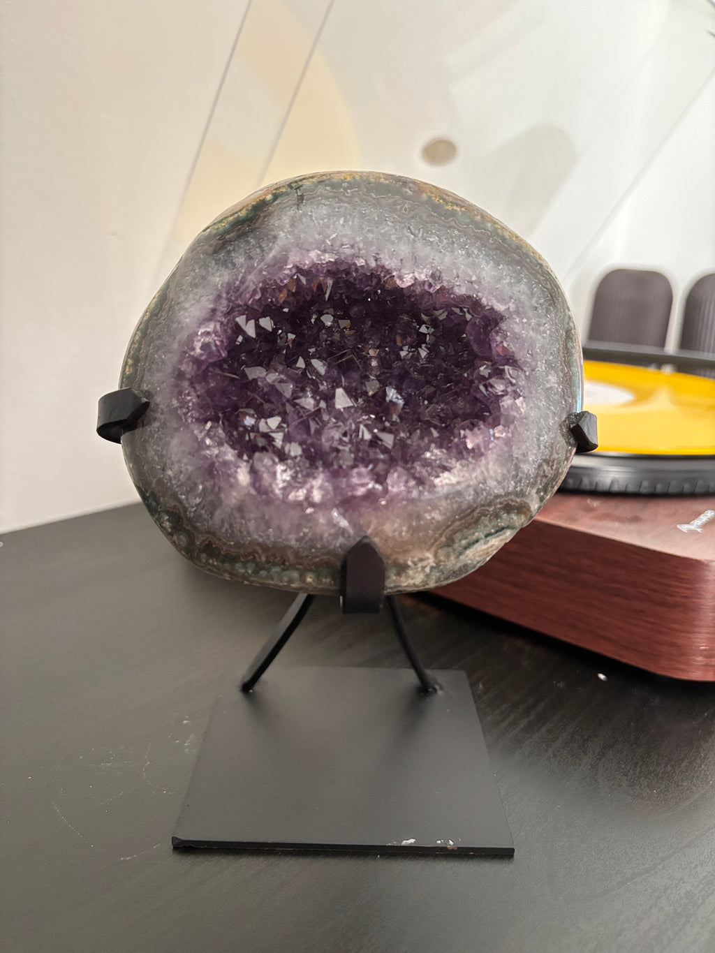 Natural Amethyst Geode on Stand | Premium Brazilian Crystal Display | Large Collector Mineral | Luxury Home Decor
