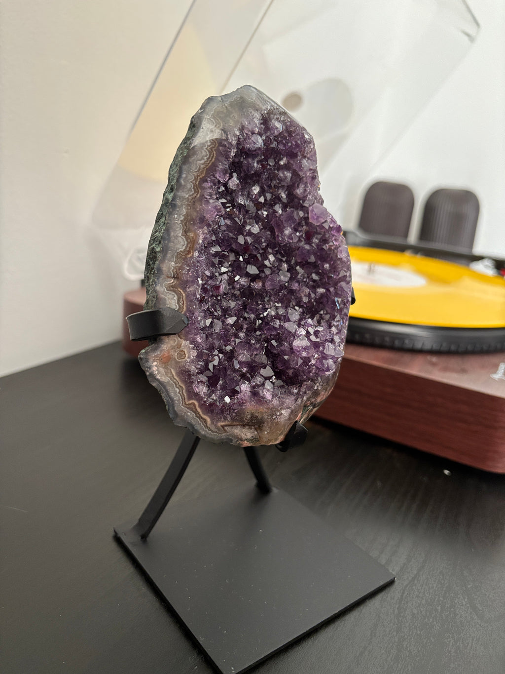 Natural Amethyst Geode on Stand | Premium Brazilian Crystal Display | Large Collector Mineral | Luxury Home Decor