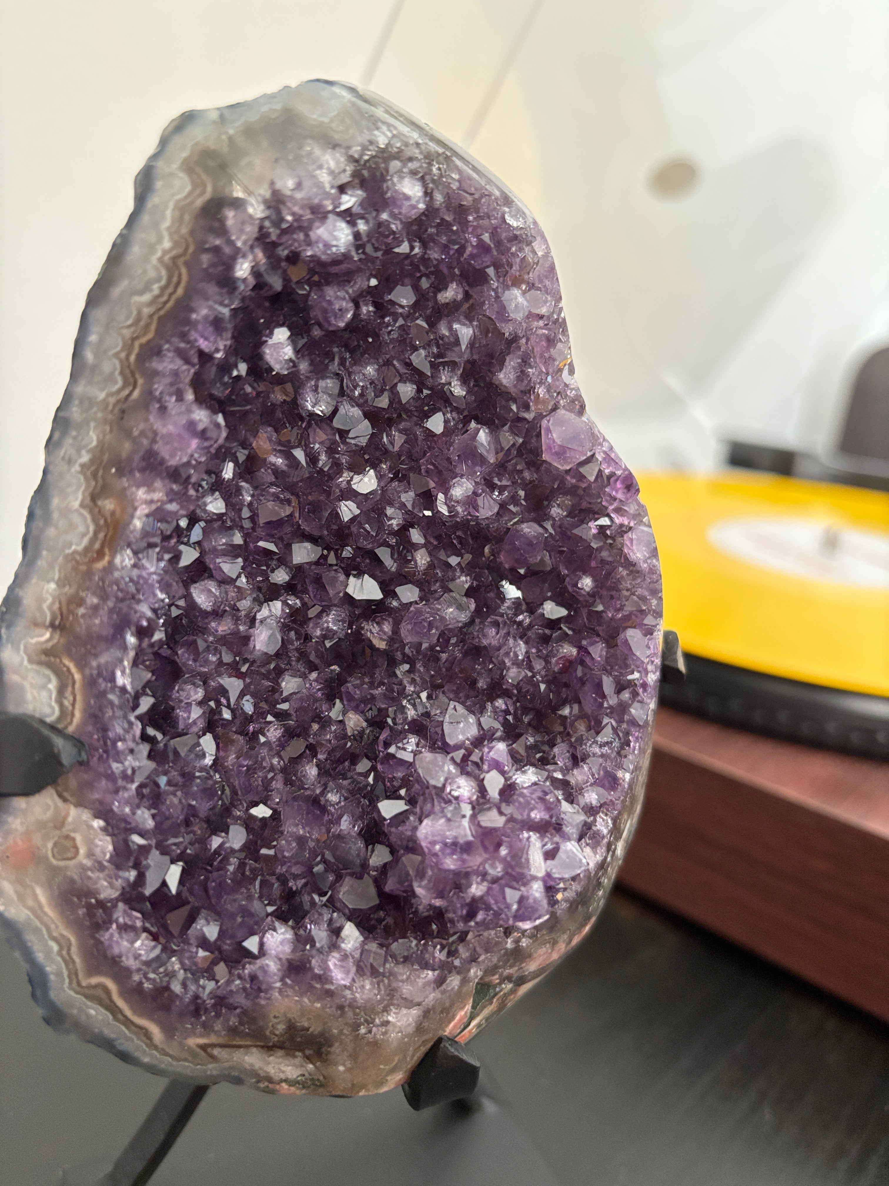 Natural Amethyst Geode on Stand | Premium Brazilian Crystal Display | Large Collector Mineral | Luxury Home Decor