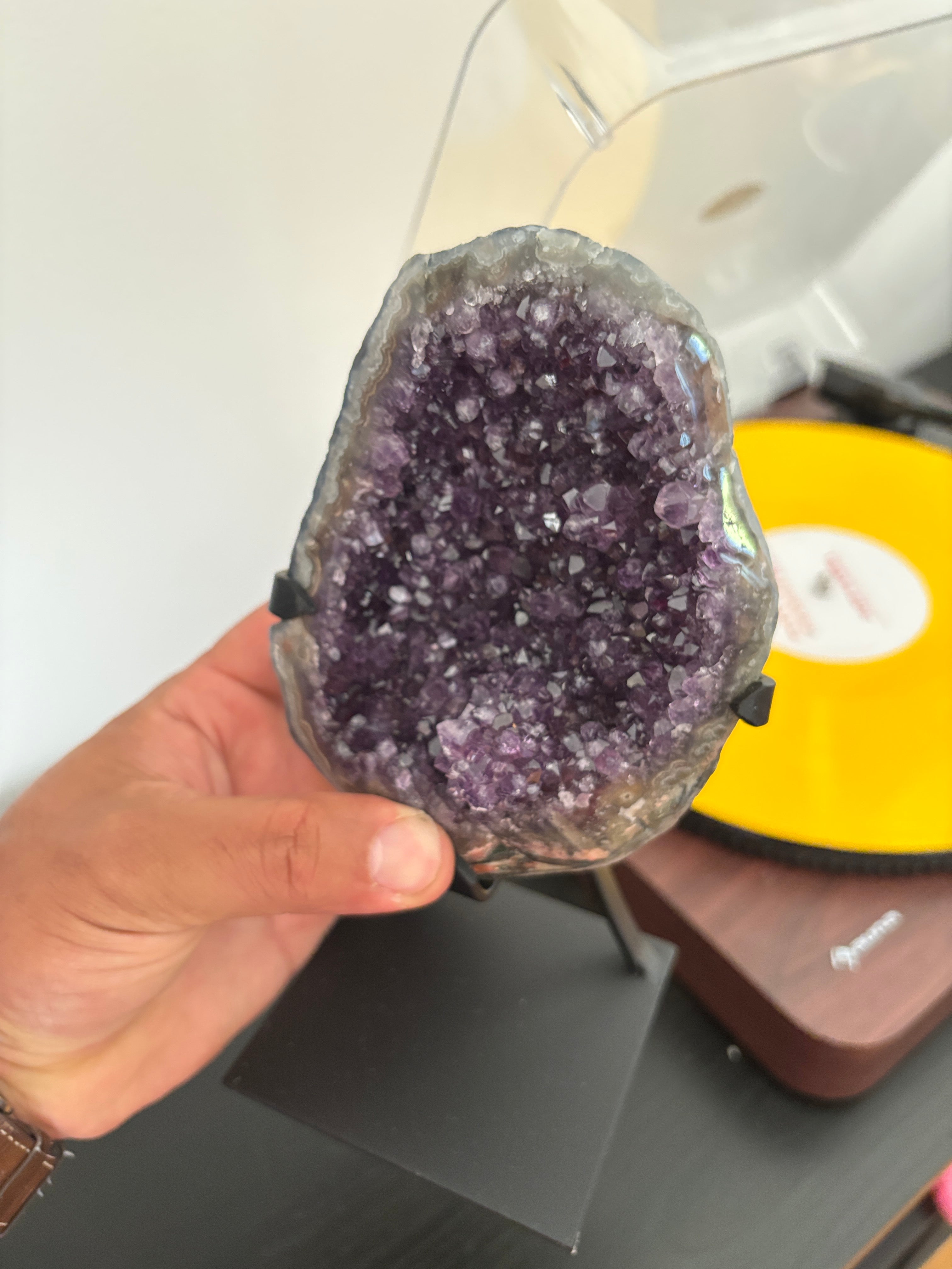 Natural Amethyst Geode on Stand | Premium Brazilian Crystal Display | Large Collector Mineral | Luxury Home Decor