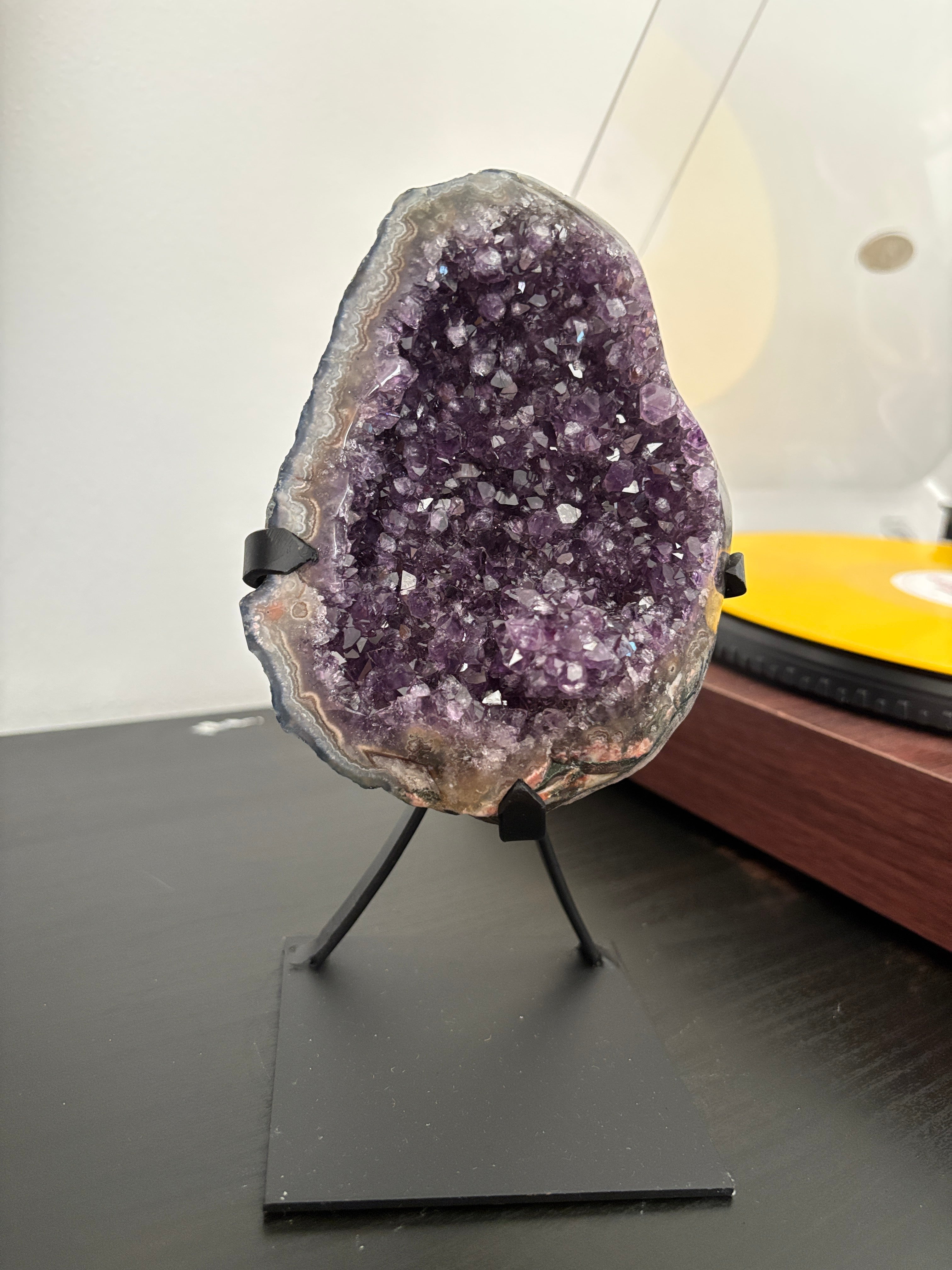 Natural Amethyst Geode on Stand | Premium Brazilian Crystal Display | Large Collector Mineral | Luxury Home Decor