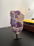 Chevron Amethyst Slab on Stand | Premium Brazilian Mineral Specimen | Collector Crystal Display | Luxury Home Decor