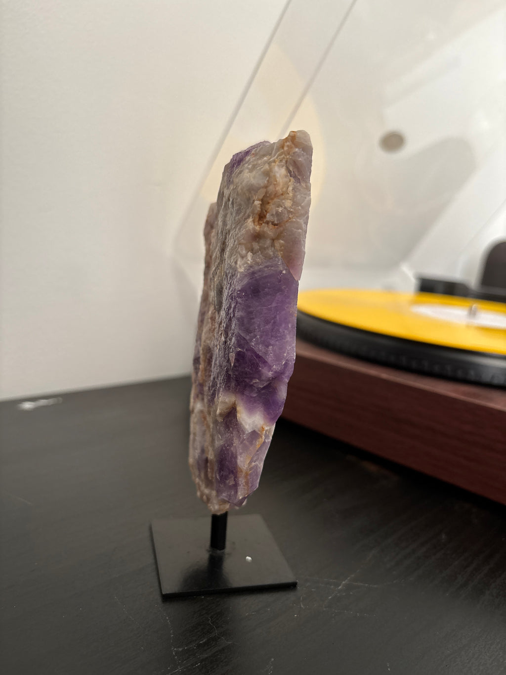 Chevron Amethyst Slab on Stand | Premium Brazilian Mineral Specimen | Collector Crystal Display | Luxury Home Decor