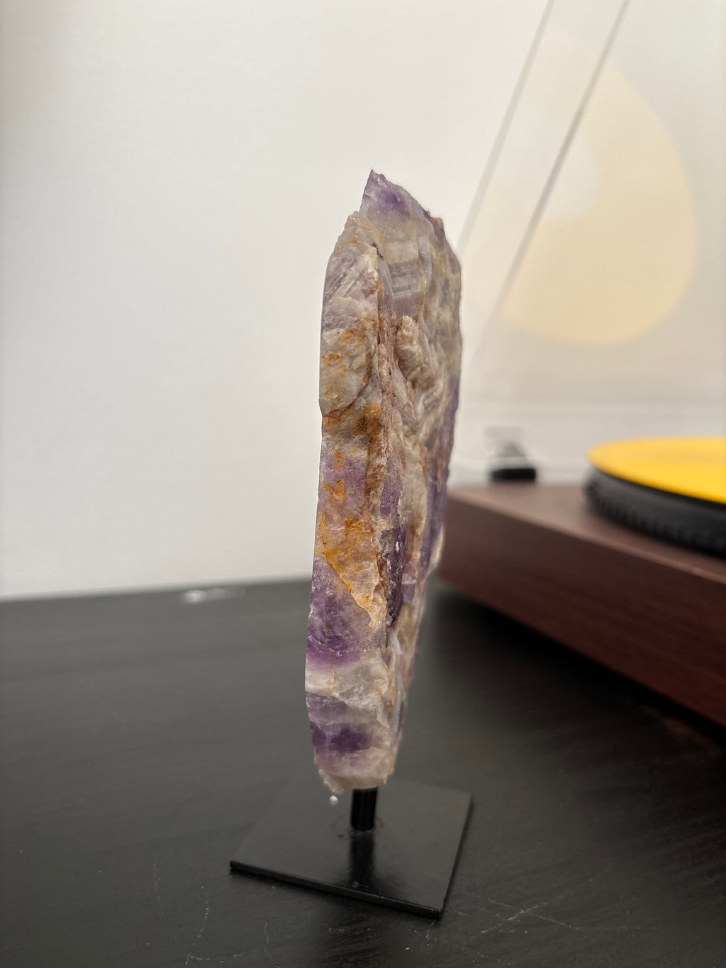 Chevron Amethyst Slab on Stand | Premium Brazilian Mineral Specimen | Collector Crystal Display | Luxury Home Decor