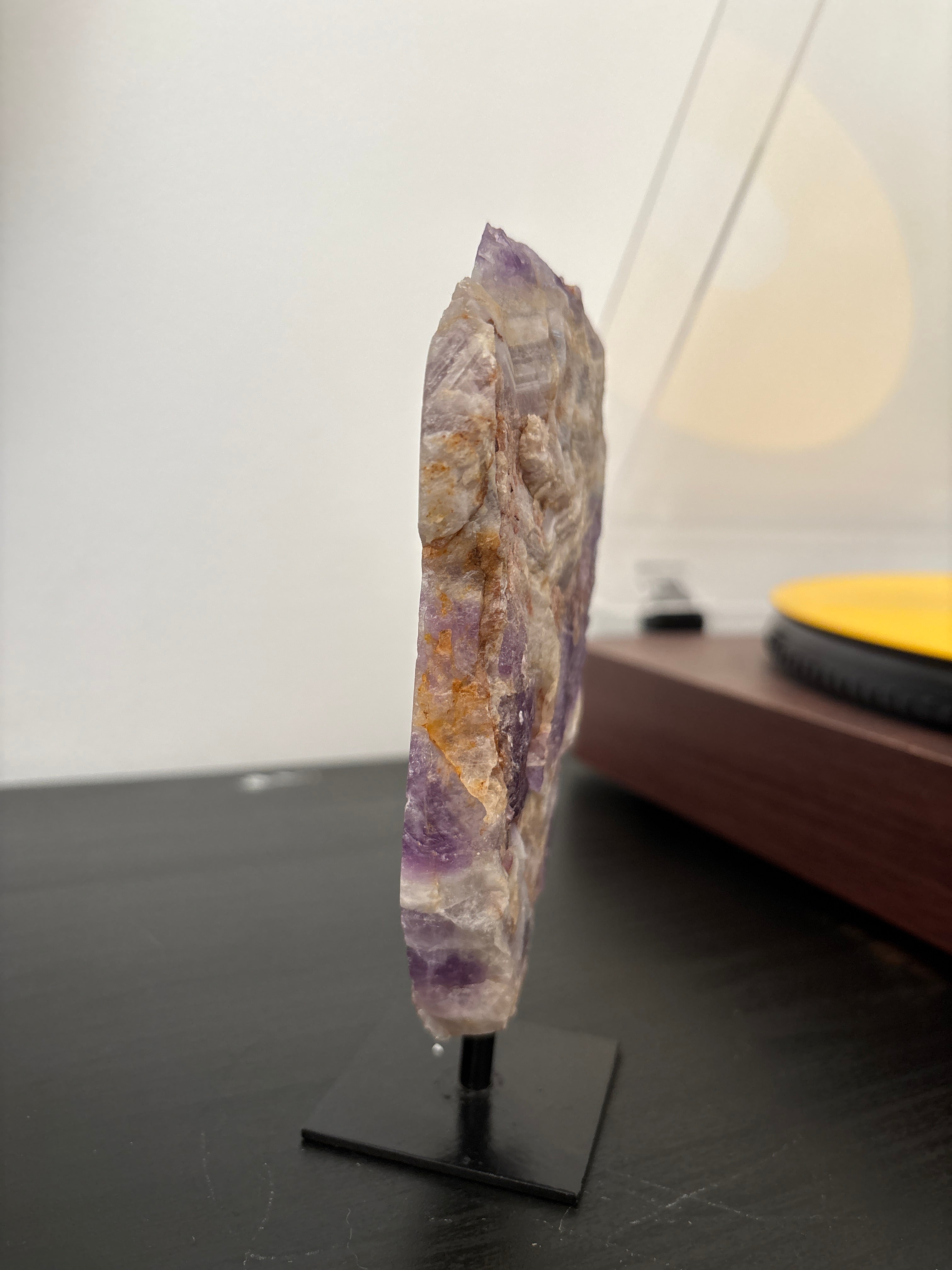 Chevron Amethyst Slab on Stand | Premium Brazilian Mineral Specimen | Collector Crystal Display | Luxury Home Decor