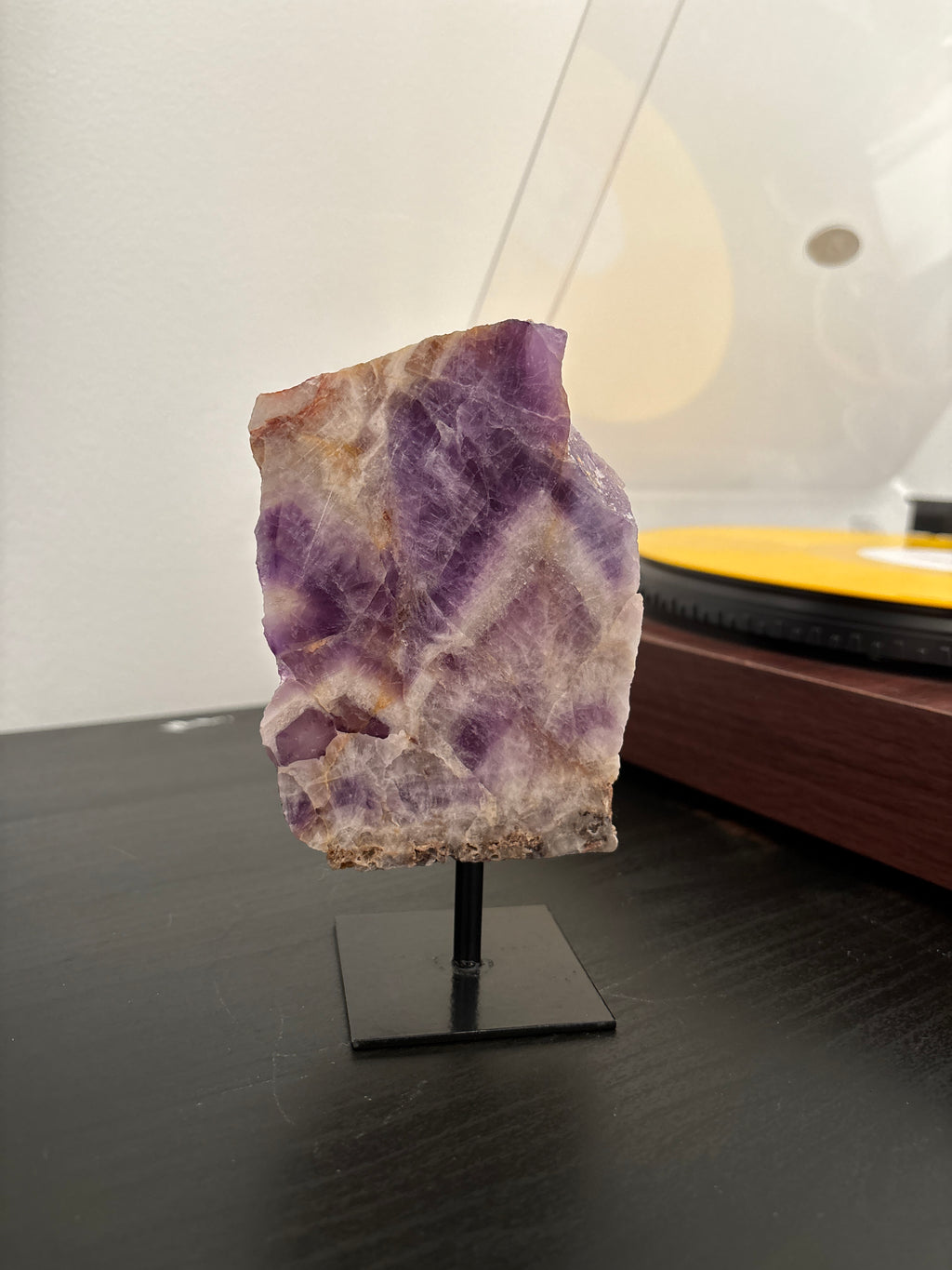 Chevron Amethyst Slab on Stand | Premium Brazilian Mineral Specimen | Collector Crystal Display | Luxury Home Decor