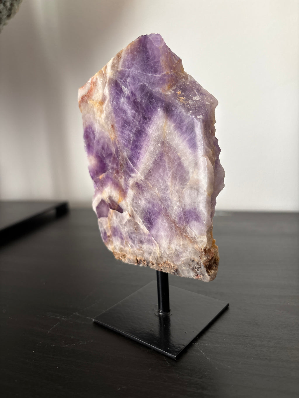 Chevron Amethyst Slab on Stand | Premium Brazilian Mineral Specimen | Collector Crystal Display | Luxury Home Decor