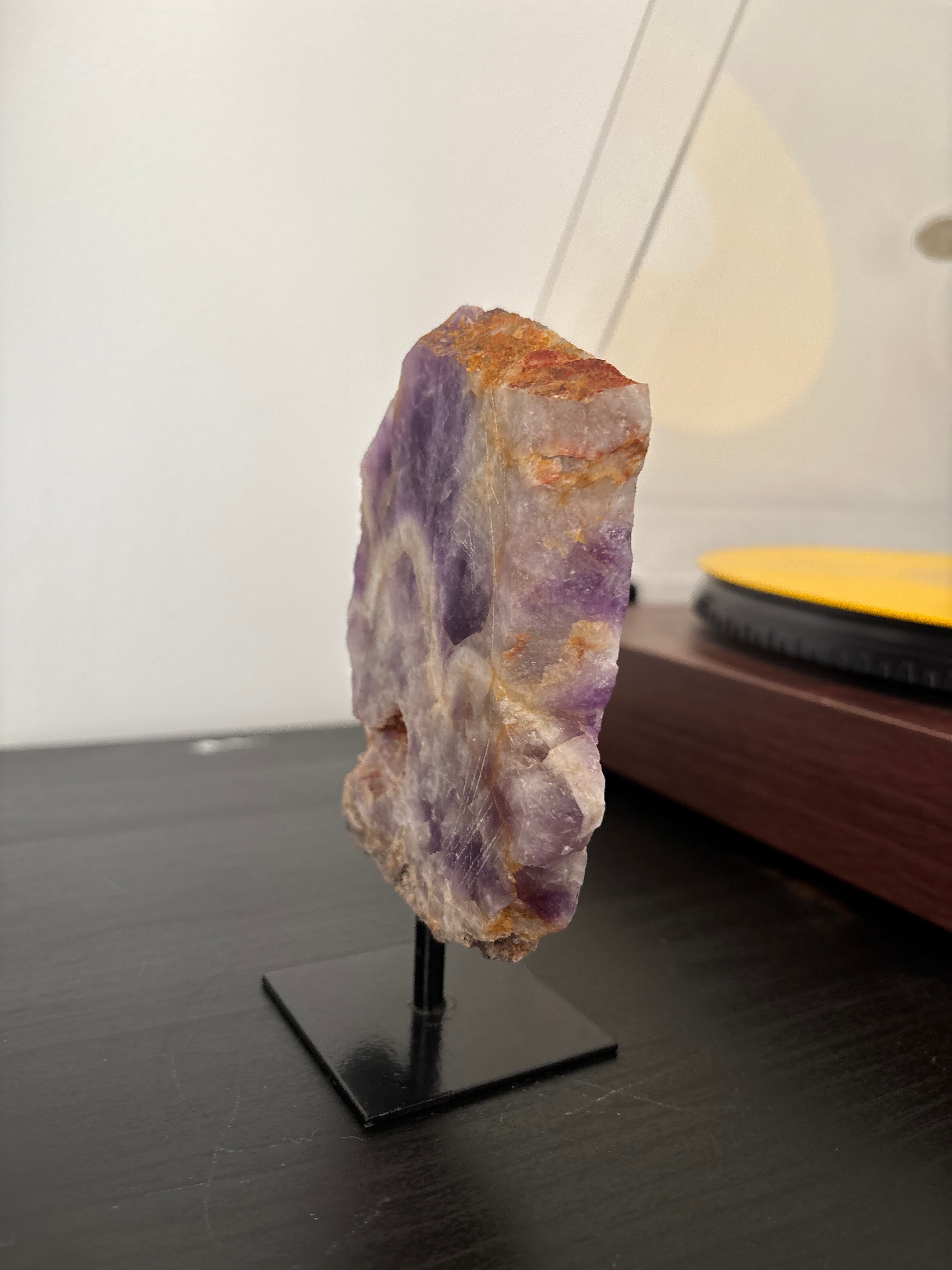 Chevron Amethyst Slab on Stand | Premium Brazilian Mineral Specimen | Collector Crystal Display | Luxury Home Decor